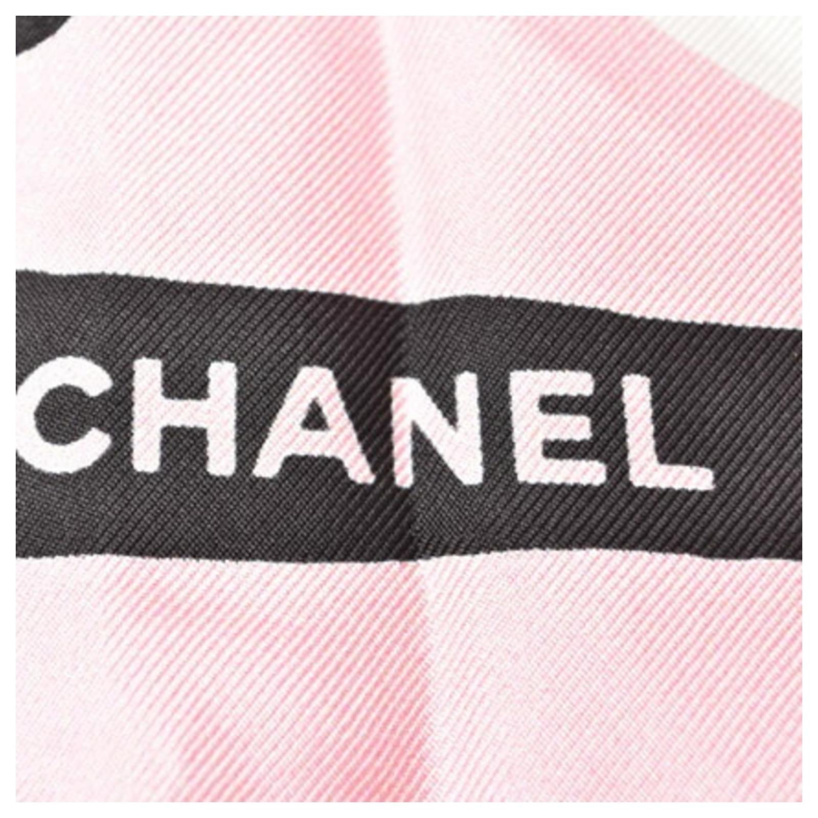 Chanel Silk Handkerchief Scarf Black Pink White ref.JC1618092