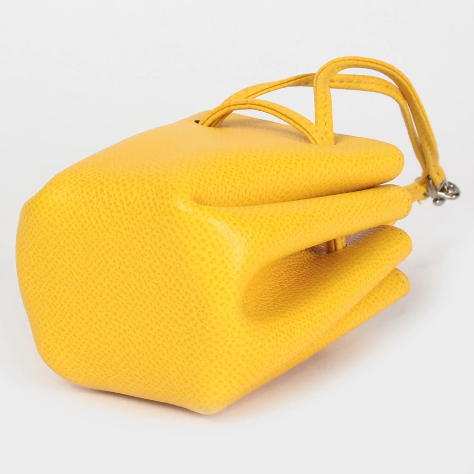 バッグ HERMES Pouch Bored Mini Yellow Hermes Jaune Courcheval Leather Mini Vespa Pouch Bag
