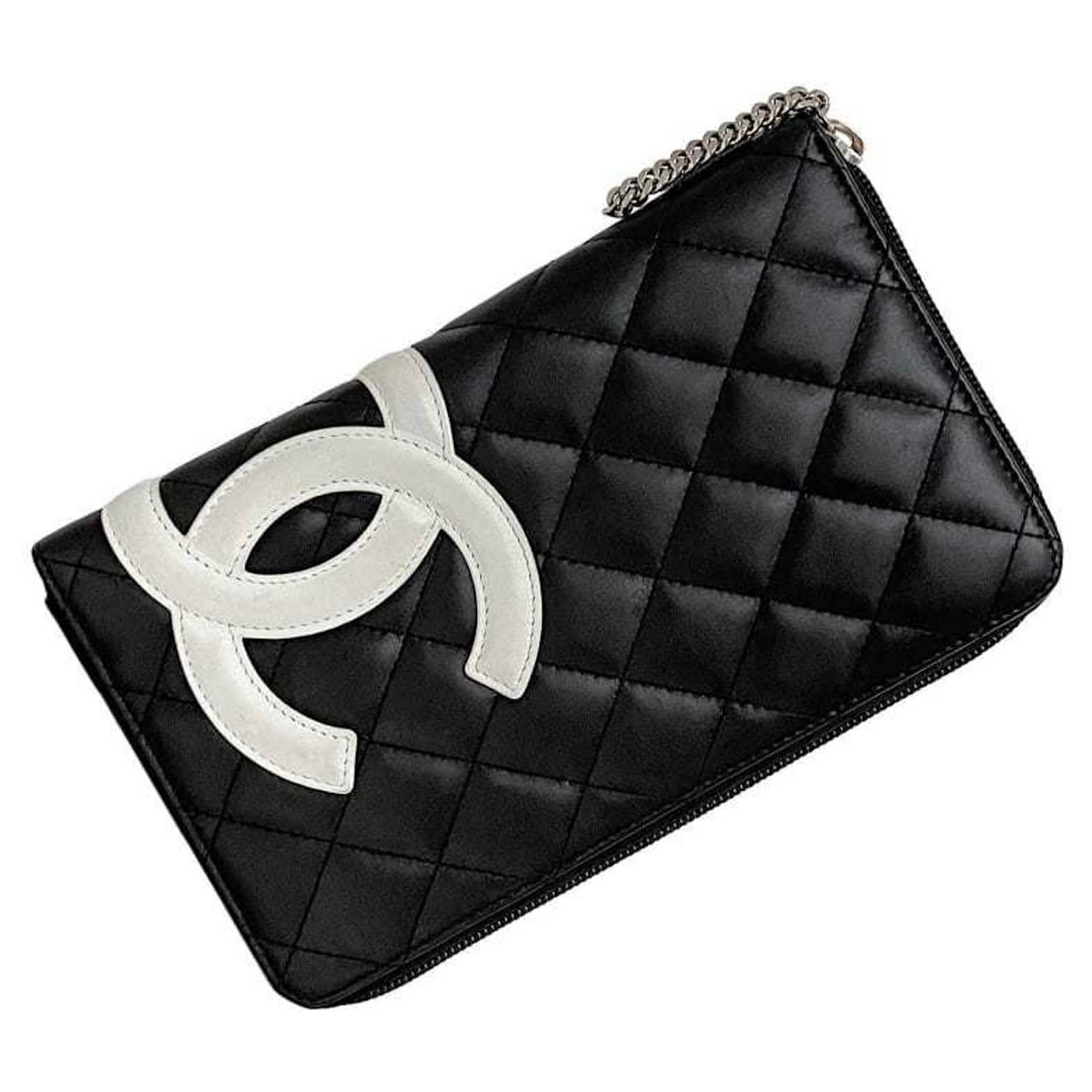 Chanel Round Long Wallet Black White Leather ref.1619387 - Joli Closet