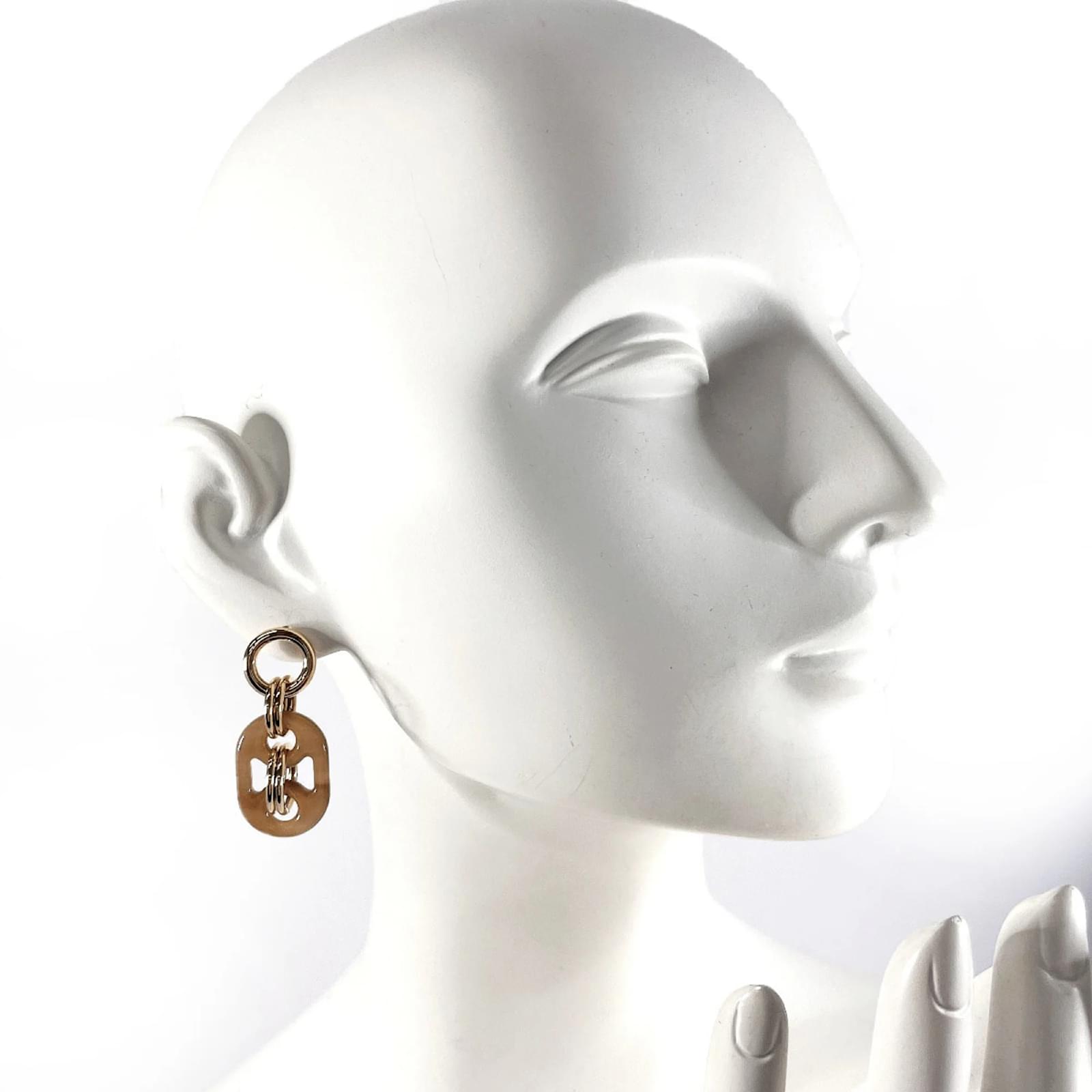 HERMES∽Boucles d'oreilles Eurydice PM ユリディス_パリ速達☆ Hermès HERMES Eurydice PM Drop Earrings Brown Metal ref