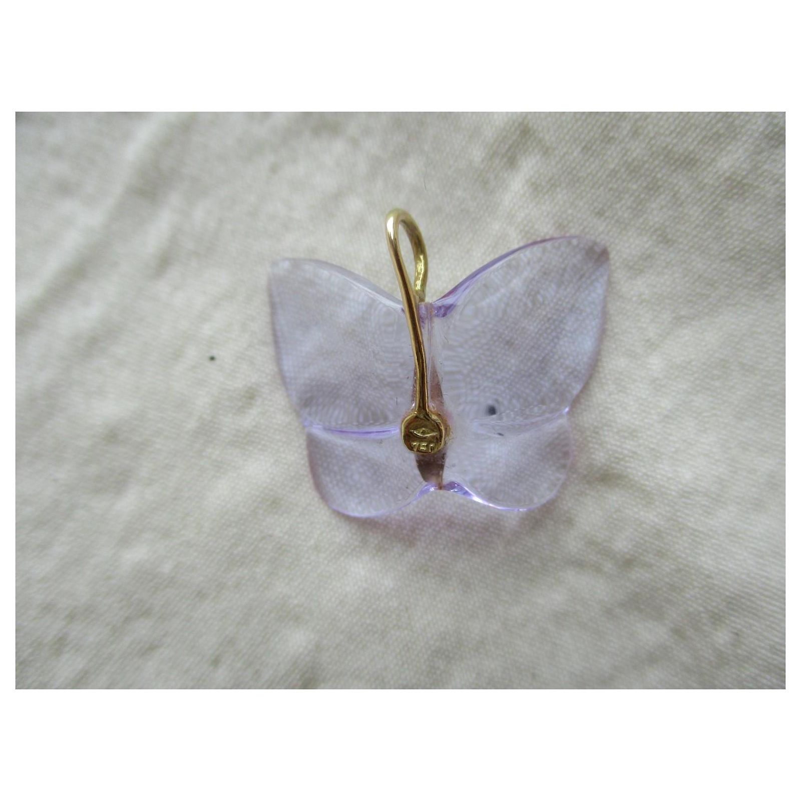 Pendentif Papillon En Cristal Baccarat Et Or 750 - Bleu, Occasion, Thème Animal