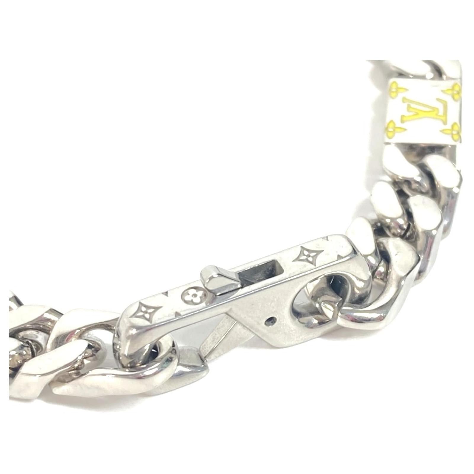 LOUIS VUITTON ルイヴィトンブレスレット・LV M1409L Louis Vuitton M1409L Silver Multicolor LV Chain Bracelet 22cm Mens