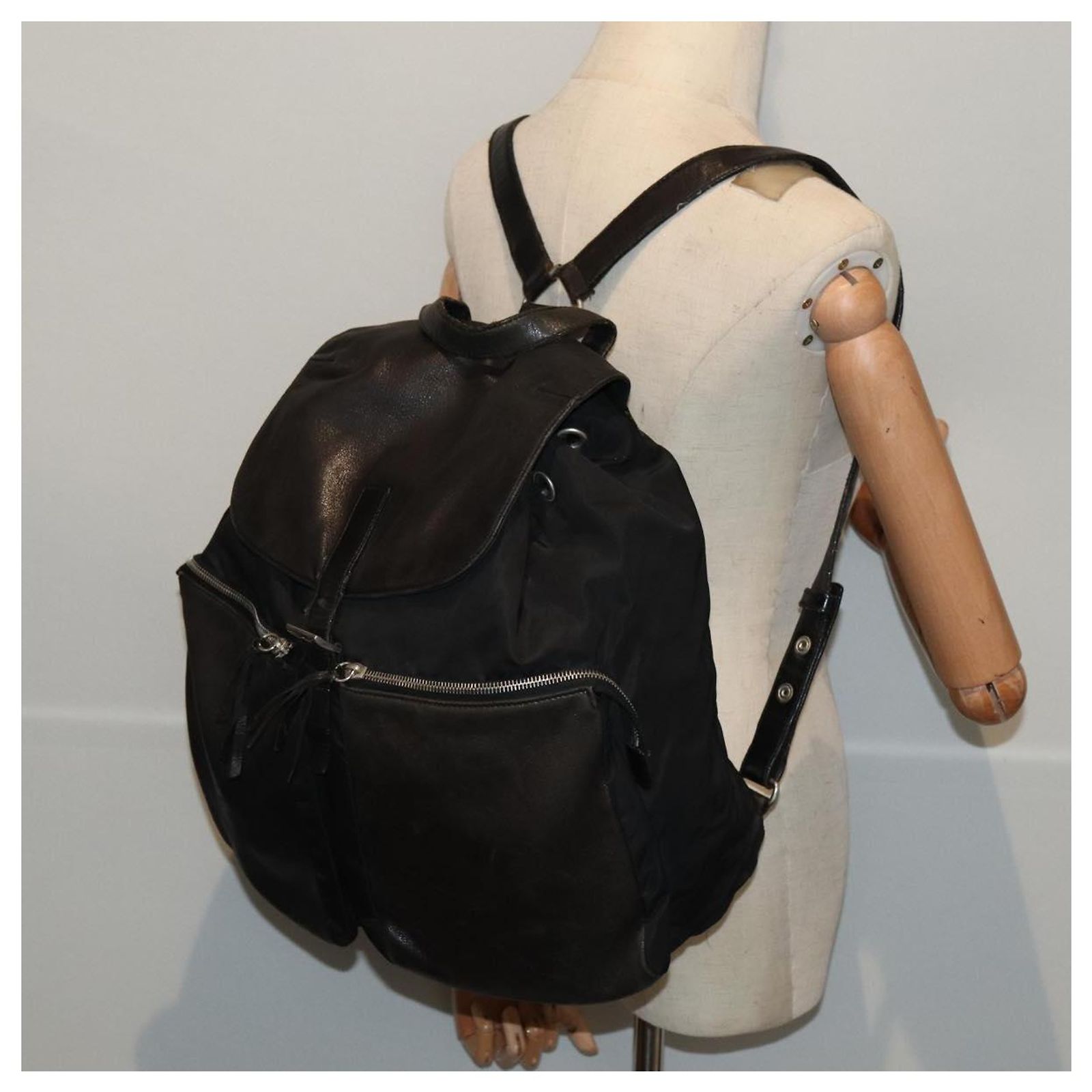 PRADA Backpack Nylon Leather Black Auth 87351 ref.1623345  display picture 2
