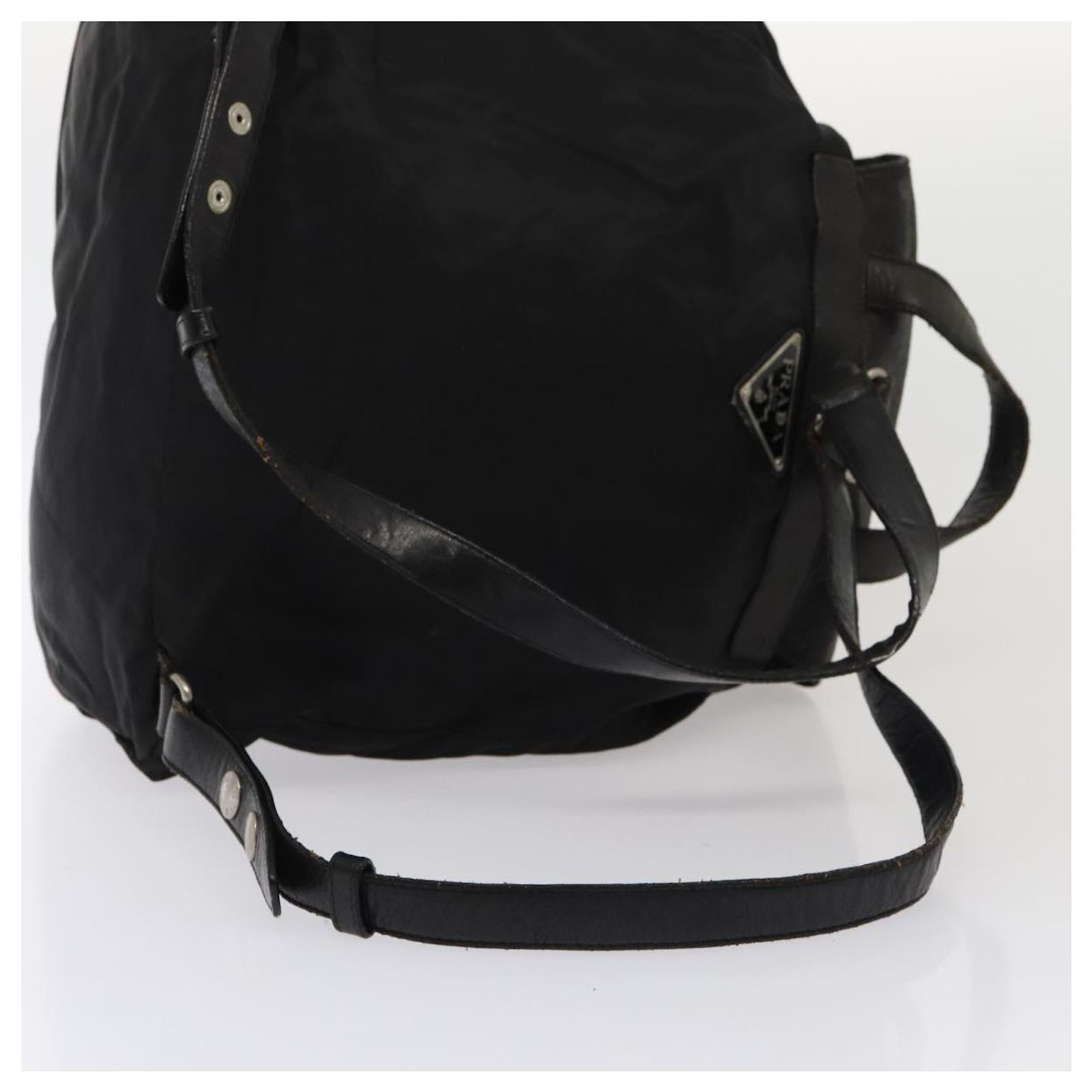 PRADA Backpack Nylon Leather Black Auth 87351 Prada Re-Nylon And Saffiano Leather Backpack - Black  main image 3