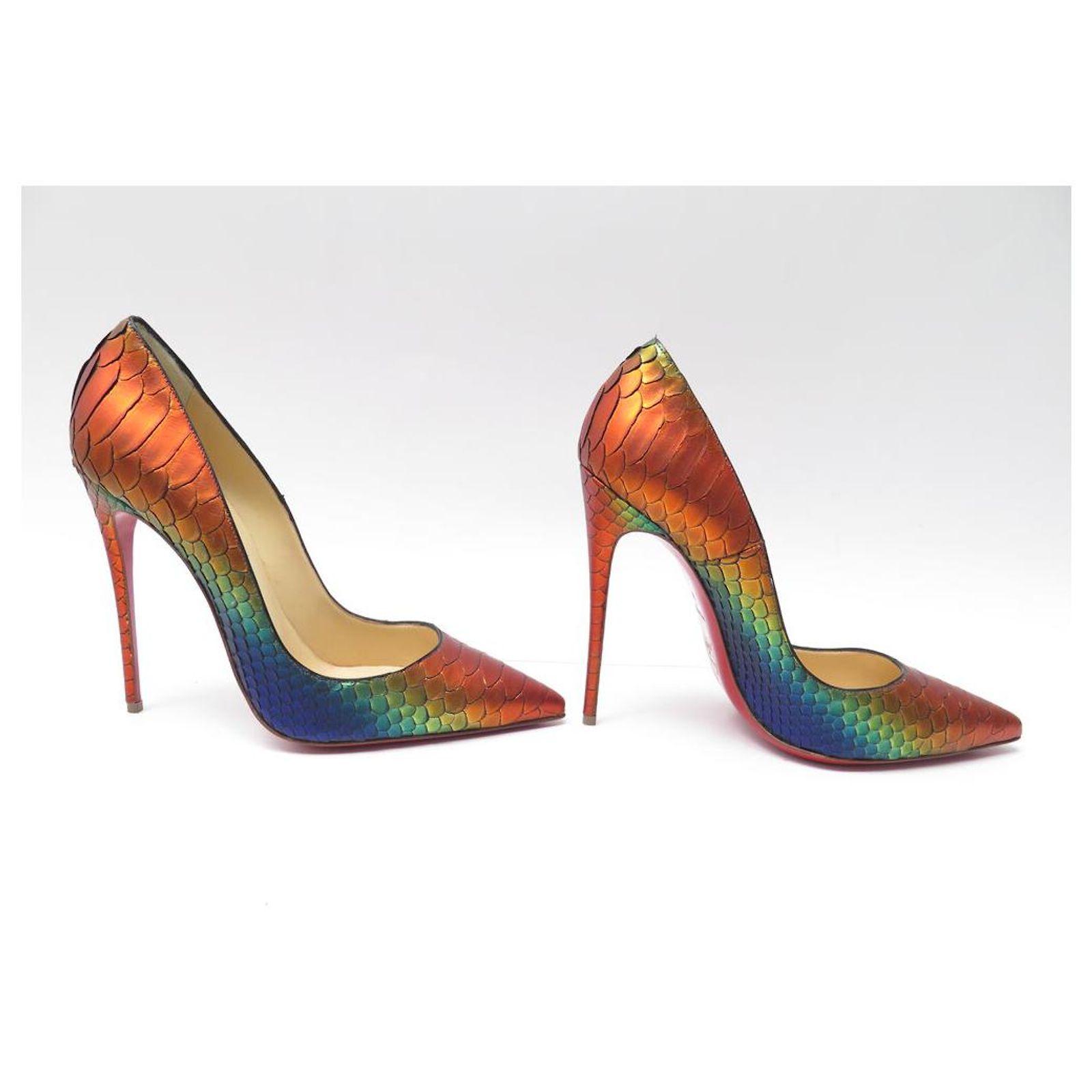 Cl So Kate Python NINE CHRISTIAN LOUBOUTIN SO KATE PYTHON LEATHER RAINBOW 39 SHOES ...