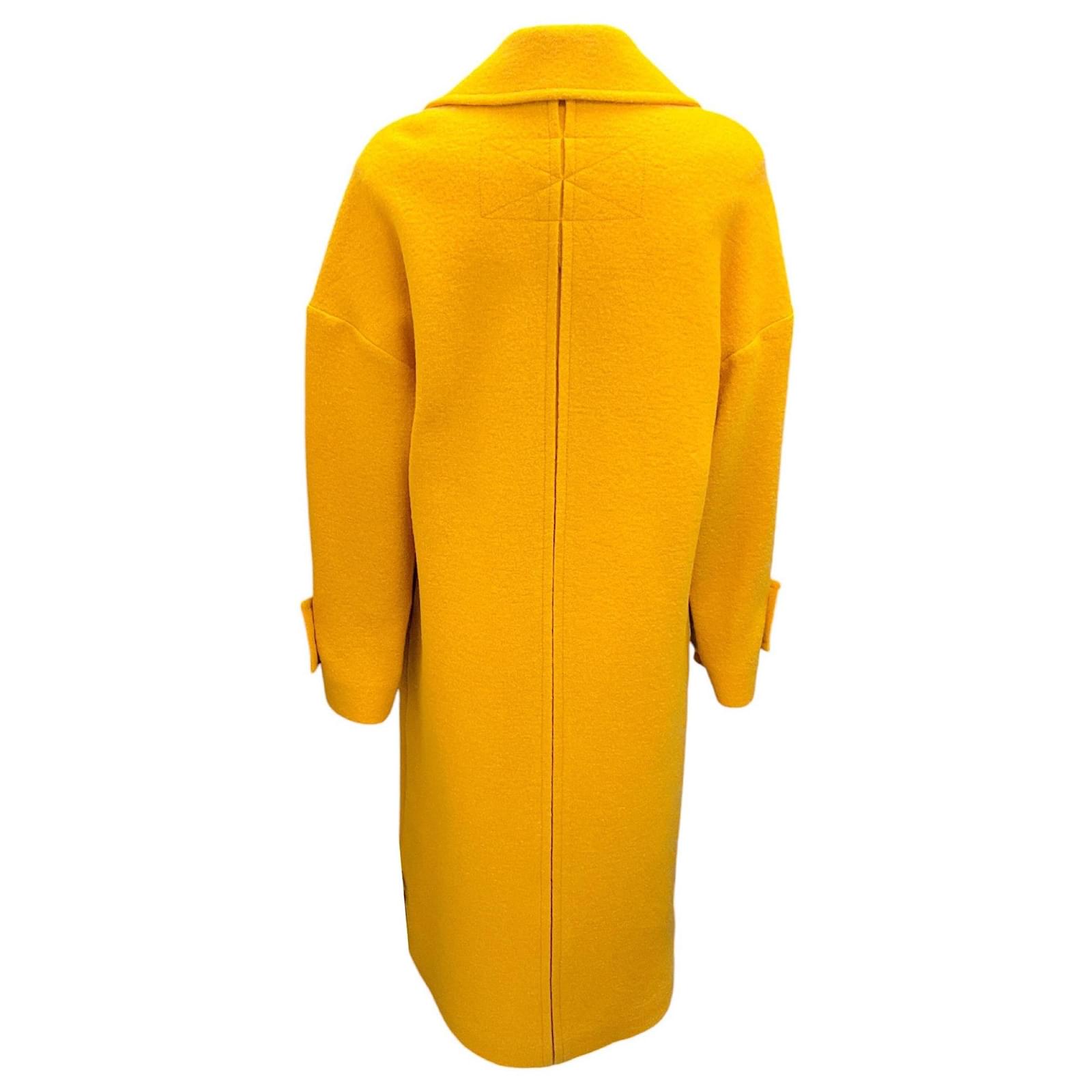 ジャケット THE ANDAMANE Double-breasted overcoat in ochre yellow Mens Trench Coat Double Breasted Long Jacket Winter Overcoat