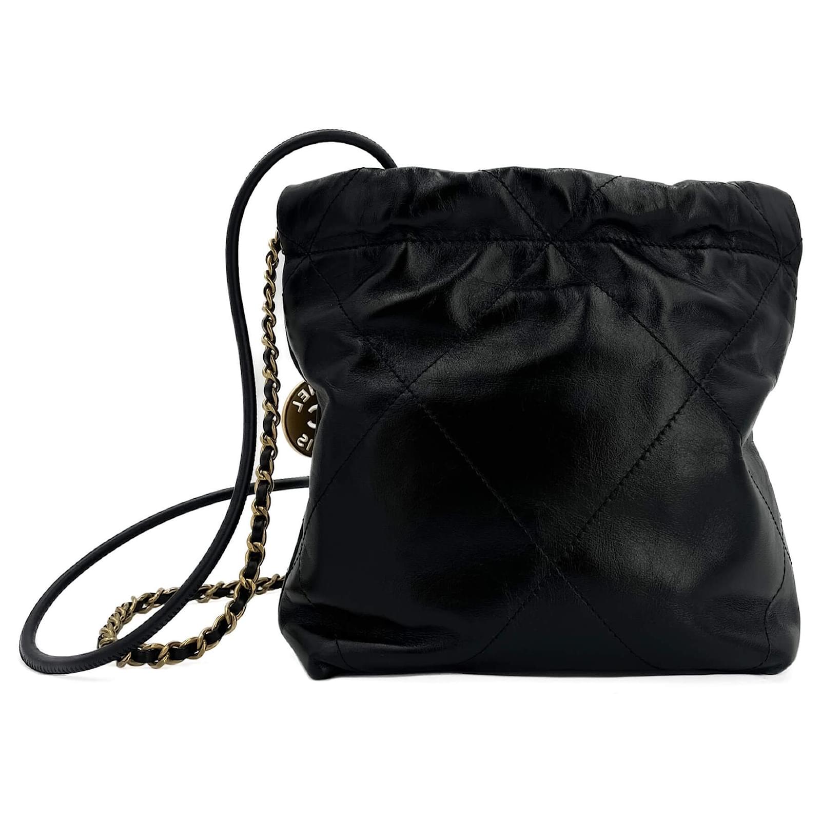 Chanel 22 Mini Leather Bucket Bag Black ref.1625916 - Joli