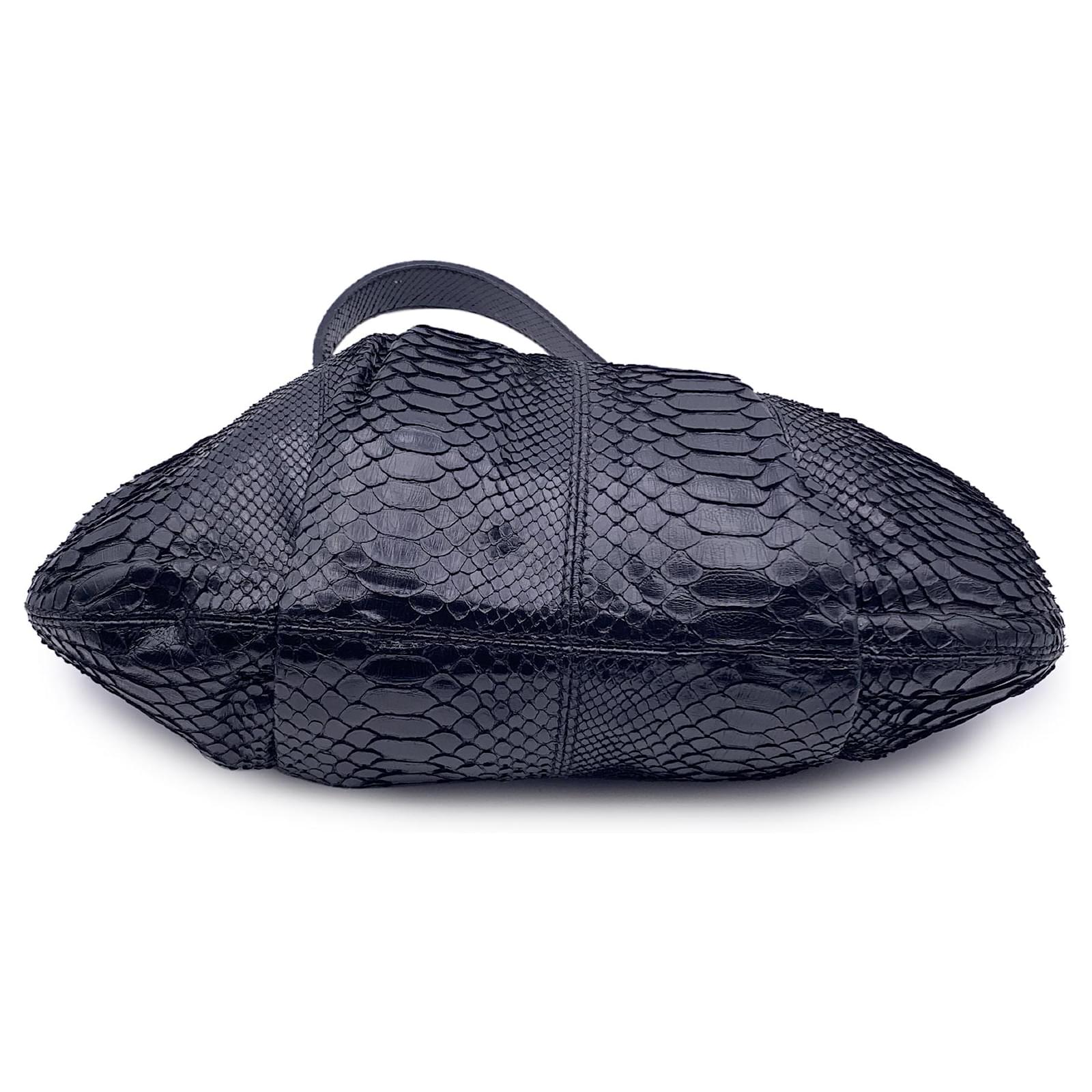 Valentino Garavani Vintage Black Leather V Crystal Logo Large Tote