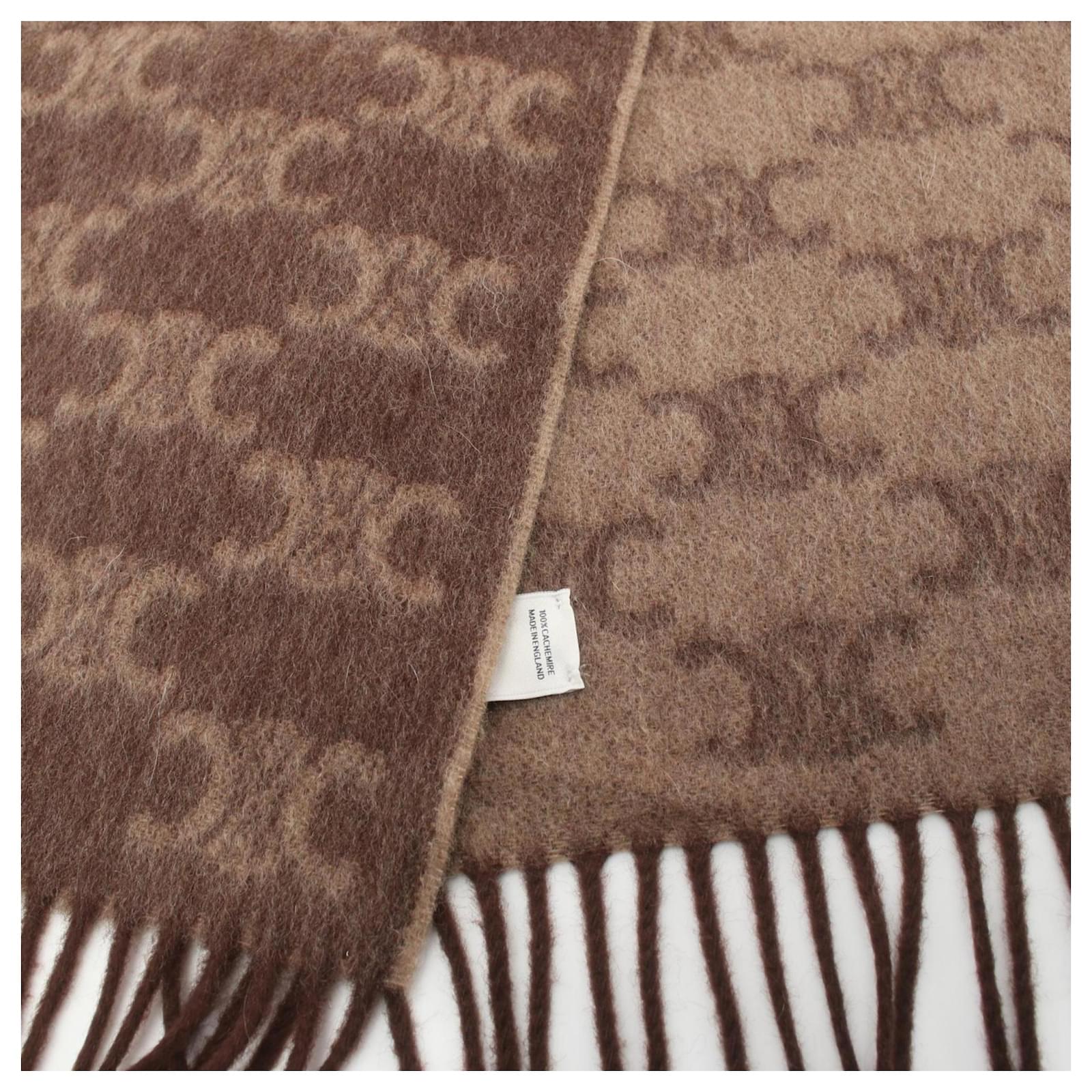 Céline Celine Monogram Cashmere Scarf Brown Beige ref