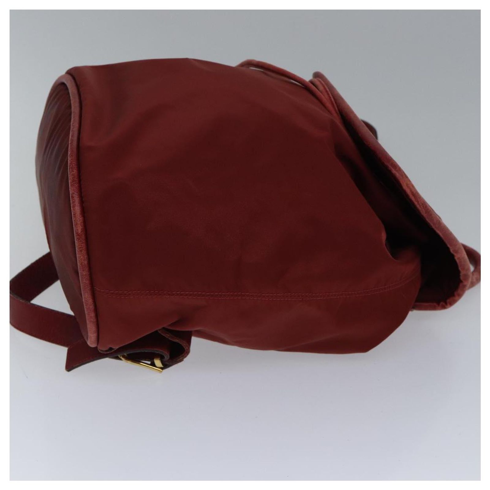 Céline CELINE Backpack Nylon Red Gold Auth bs17197 Golden 