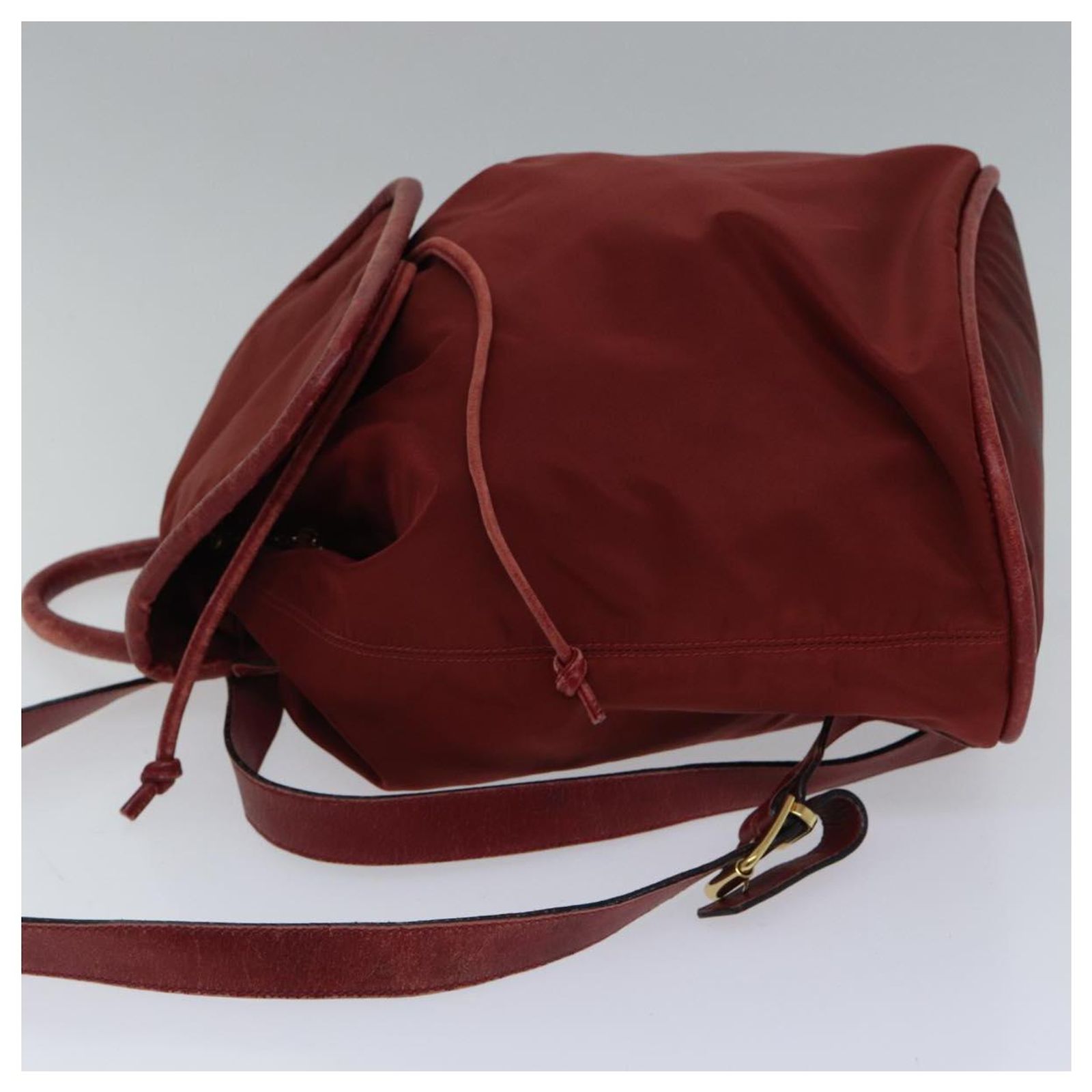 CELINE Circle Backpack Nylon Navy Gold Auth bs30214 Céline CELINE Backpack Nylon Red Gold Auth bs17197 Golden  main image 3