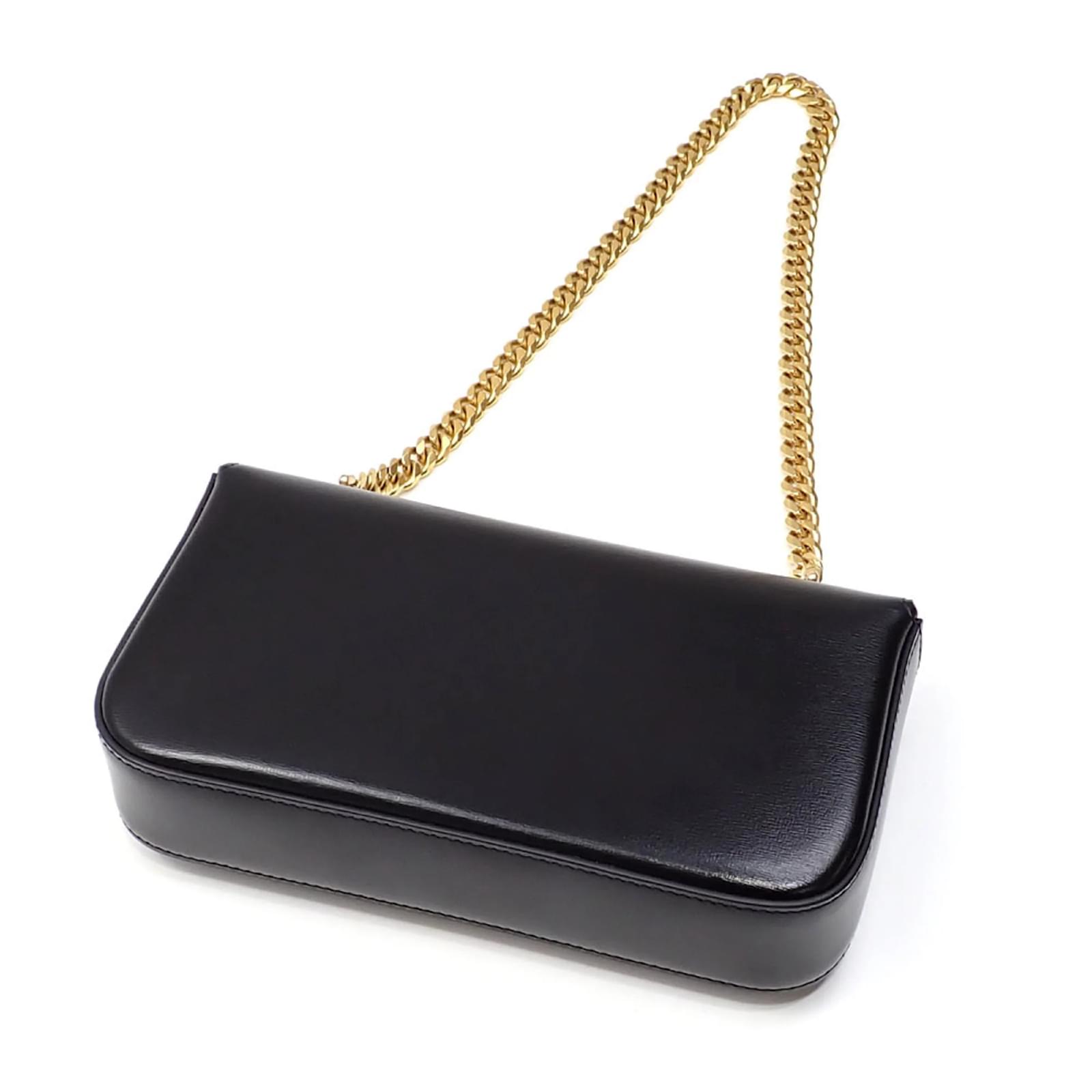 Céline Celine Chain Shoulder Bag for Women Black Leather ref