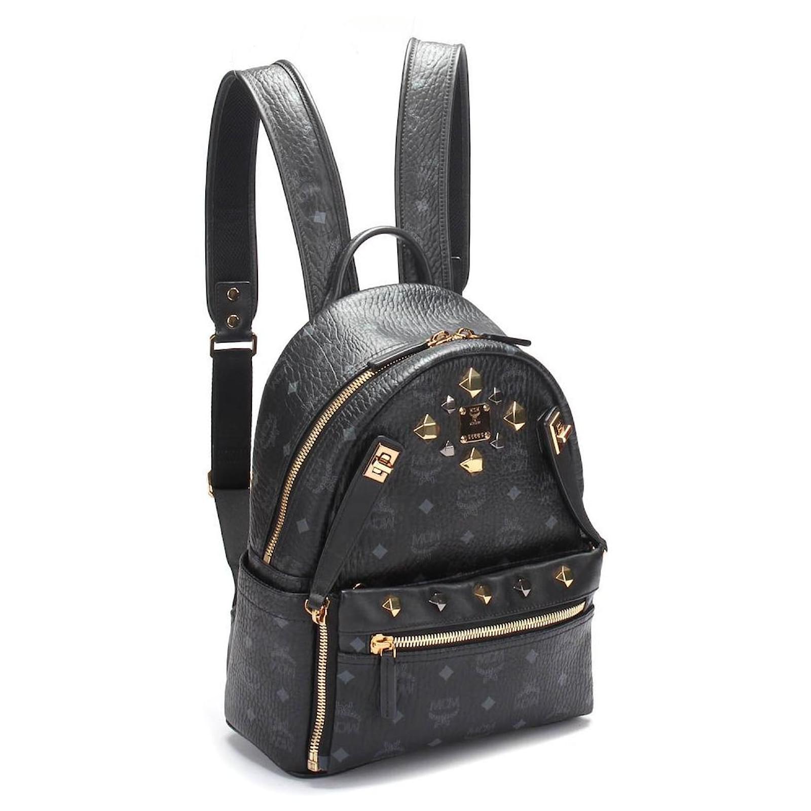 MCM Visetos Sac à dos Stark Medium Studded Cuir Noir ref