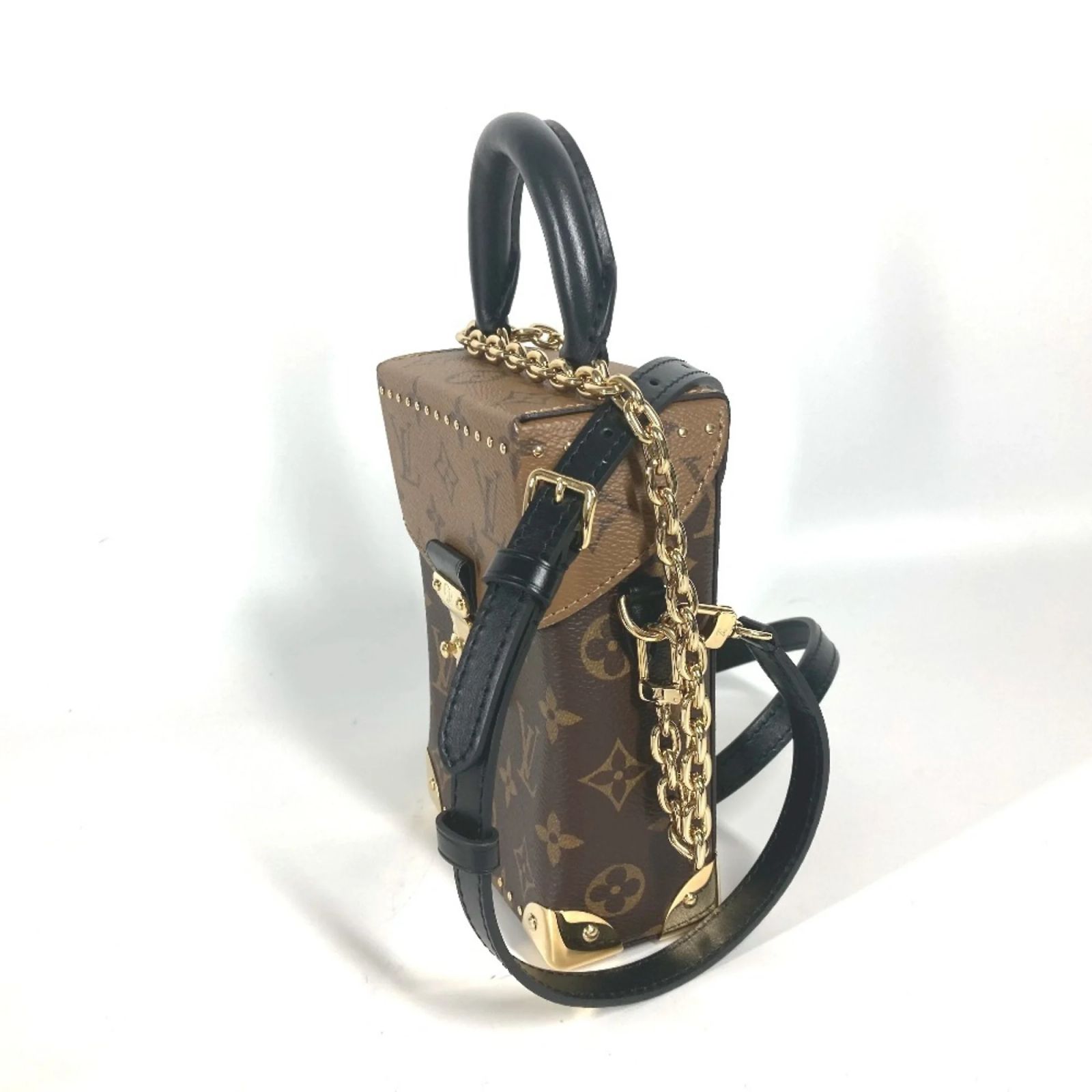 Louis Vuitton Monogram Reverse Camera Box 3WAY Bag Brown Patent