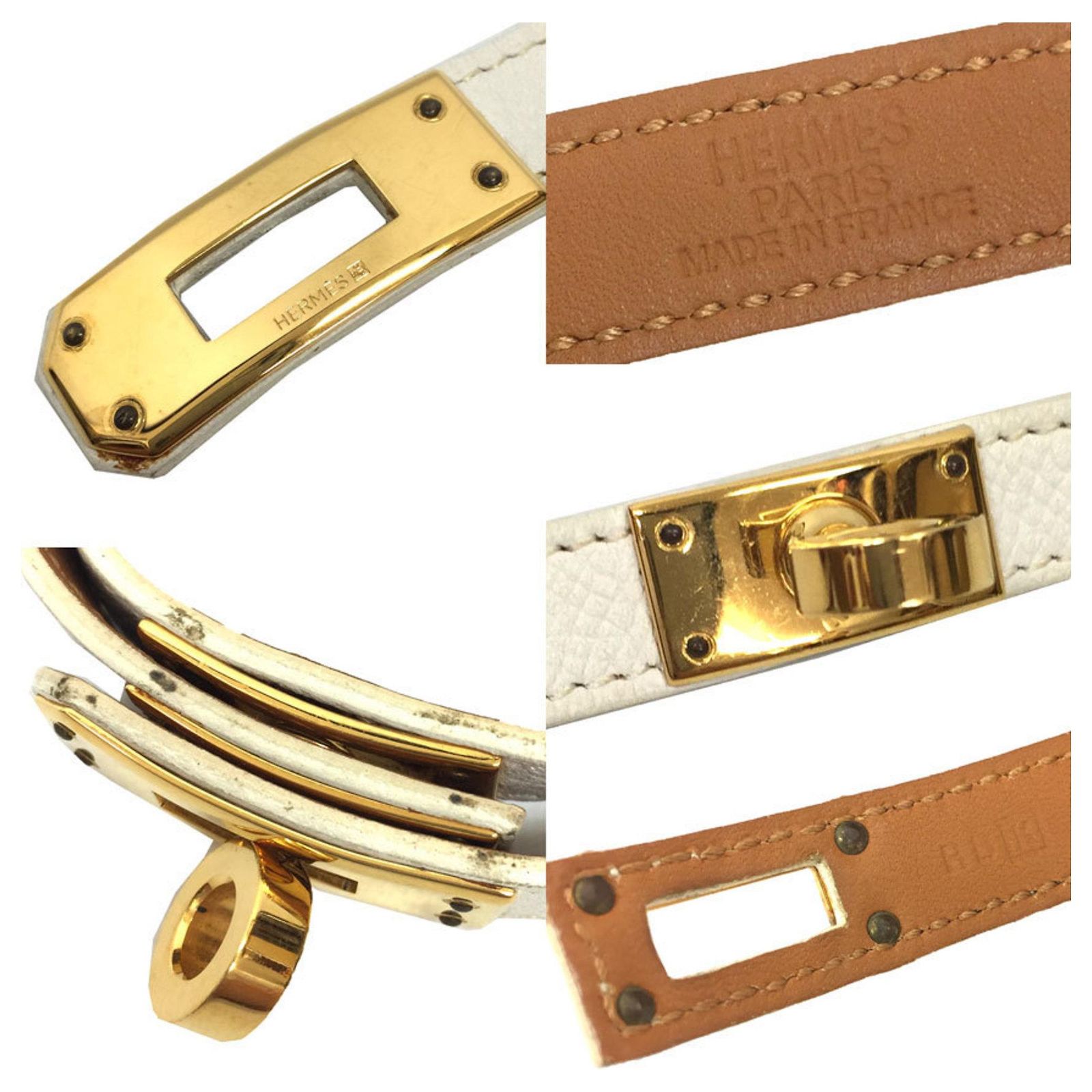 Bracelet Hermes Mini Kelly Double Tour - Blanc, Taille XS - Comme Neuf