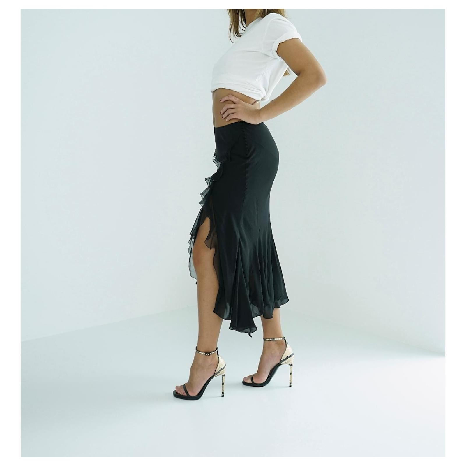 Christian dior by John Galliano bias cut skirt Black Silk ref