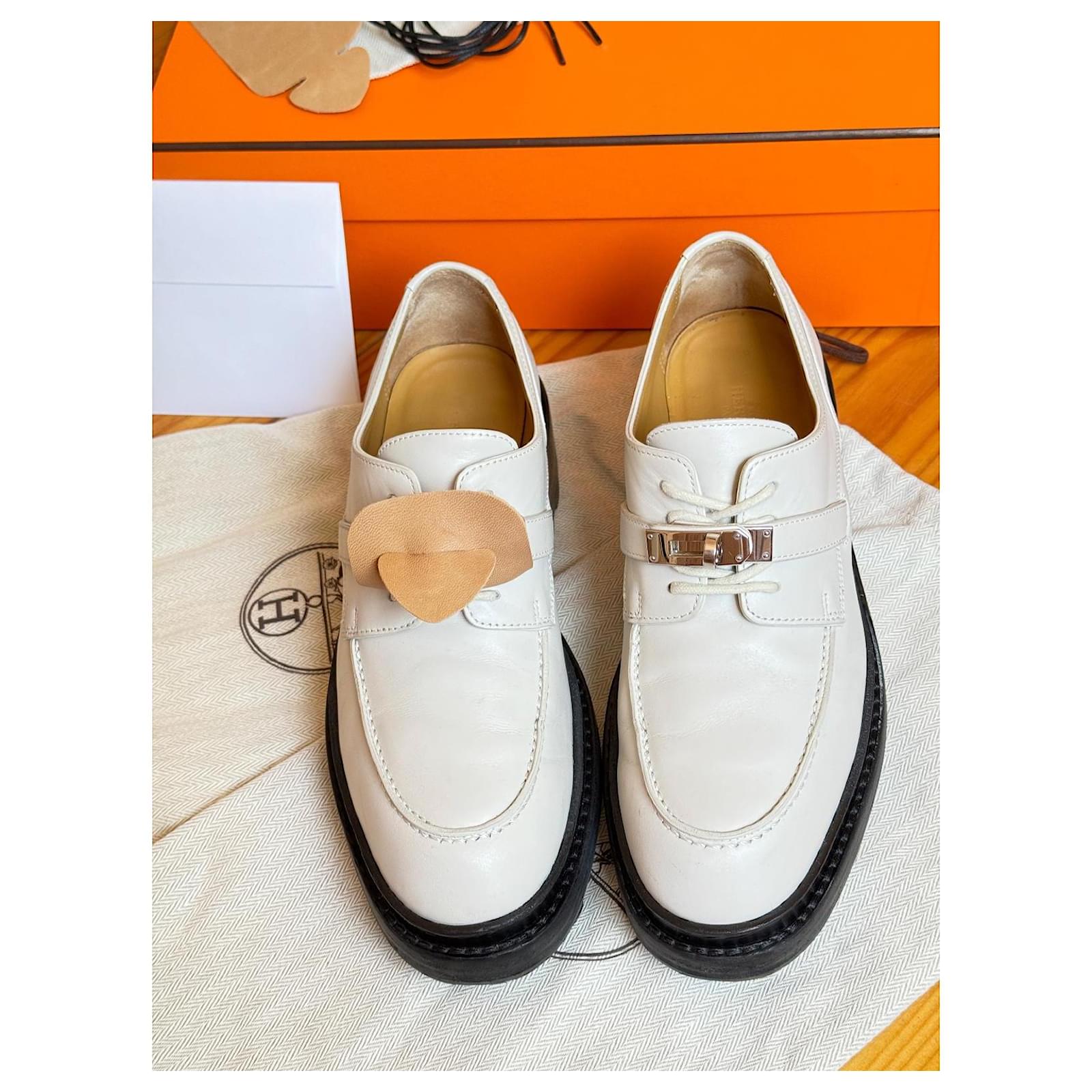Hermès Hermes First derby shoe loafers White Beige Cream