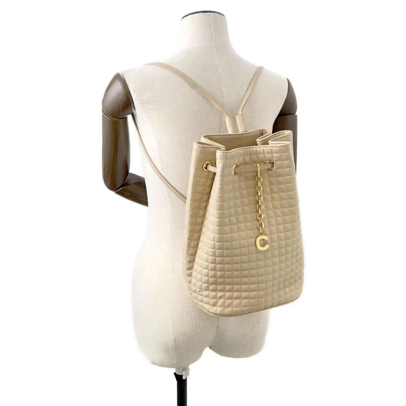Céline Celine Backpack C Charm Leather Small Beige