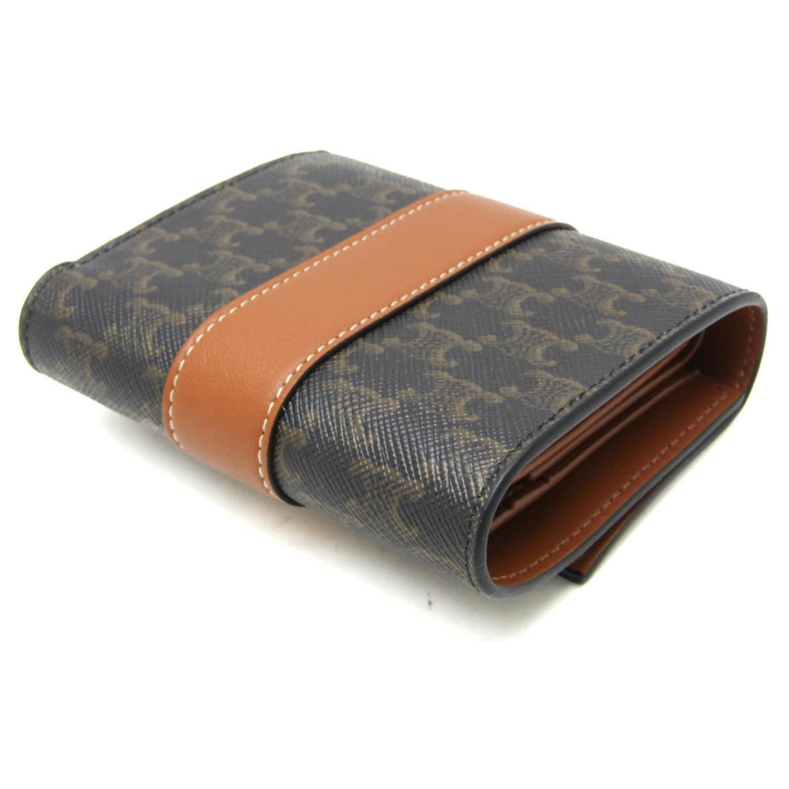 Céline Celine Small Trifold Wallet Brown Dark brown Leather