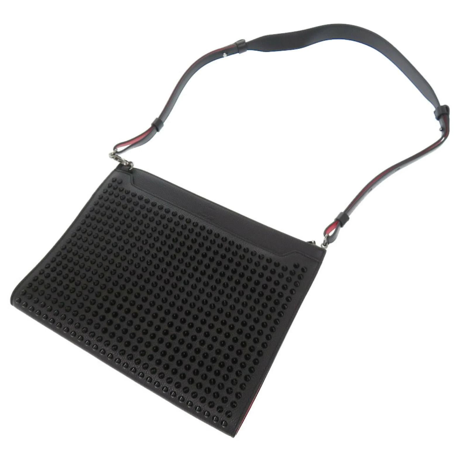 Christian Louboutin Sky Pouch Studded Leather Shoulder Bag Black