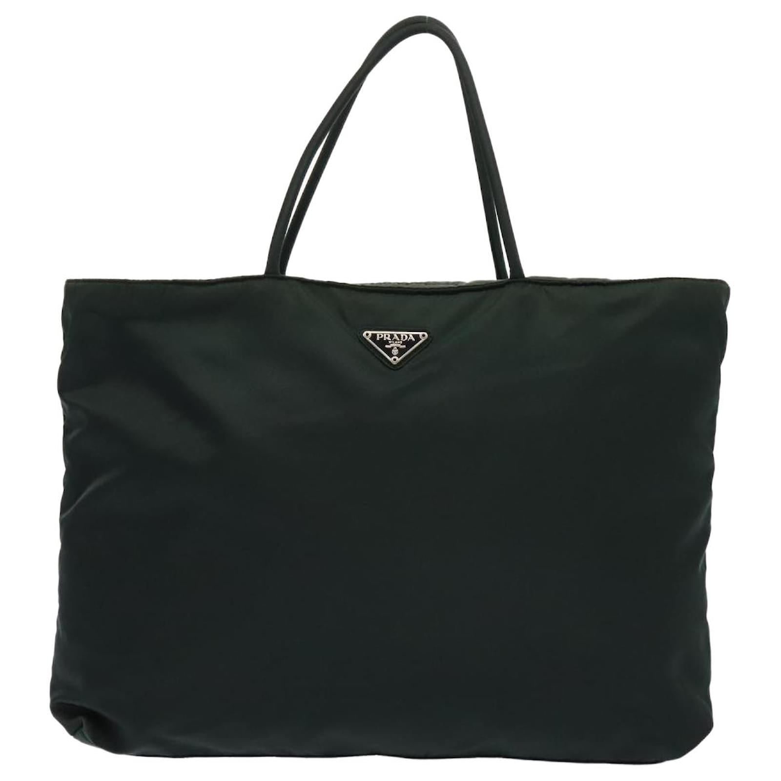 PRADA Tote Bag Nylon Green Silver Auth ep5524 Silvery ref