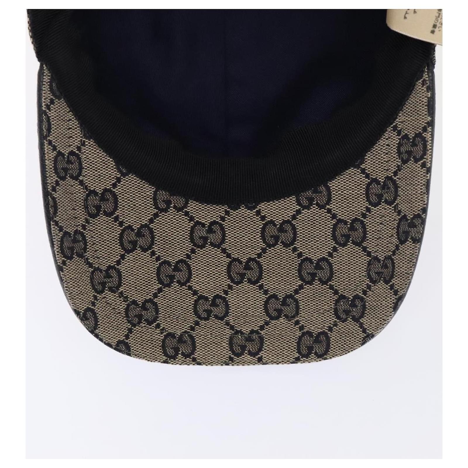 GUCCI GG Canvas Sherry Line Baseball Cap XL Red Navy 696845 Auth