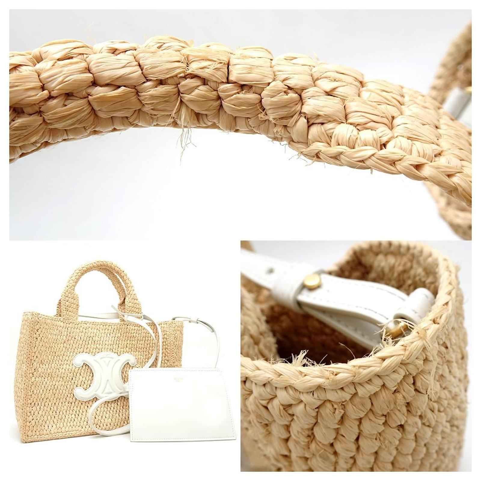 Céline Celine Small Cabas Thais 2-Way Bag White Beige