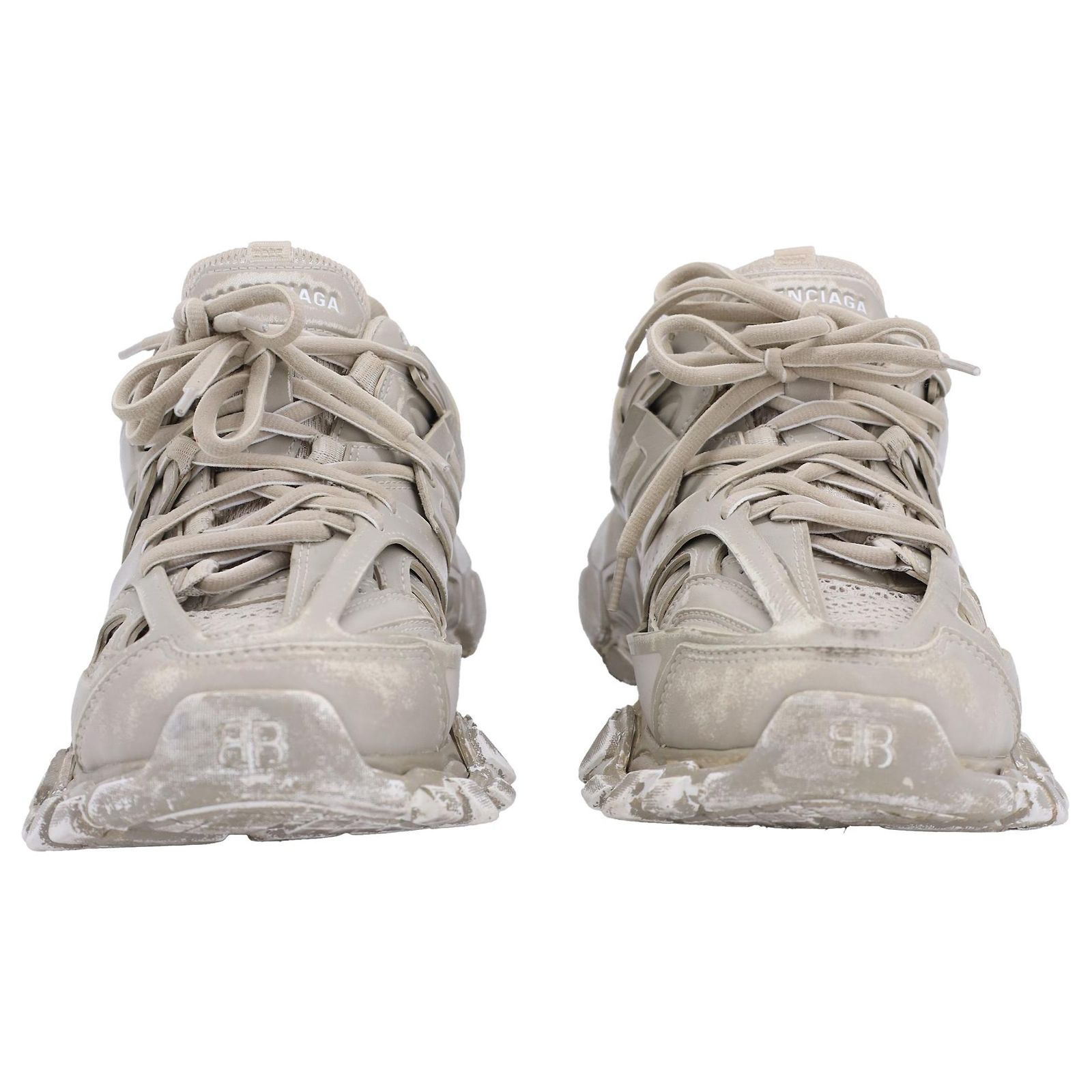 Balenciaga Track Faded Effect Sneakers in Beige Polyurethane 