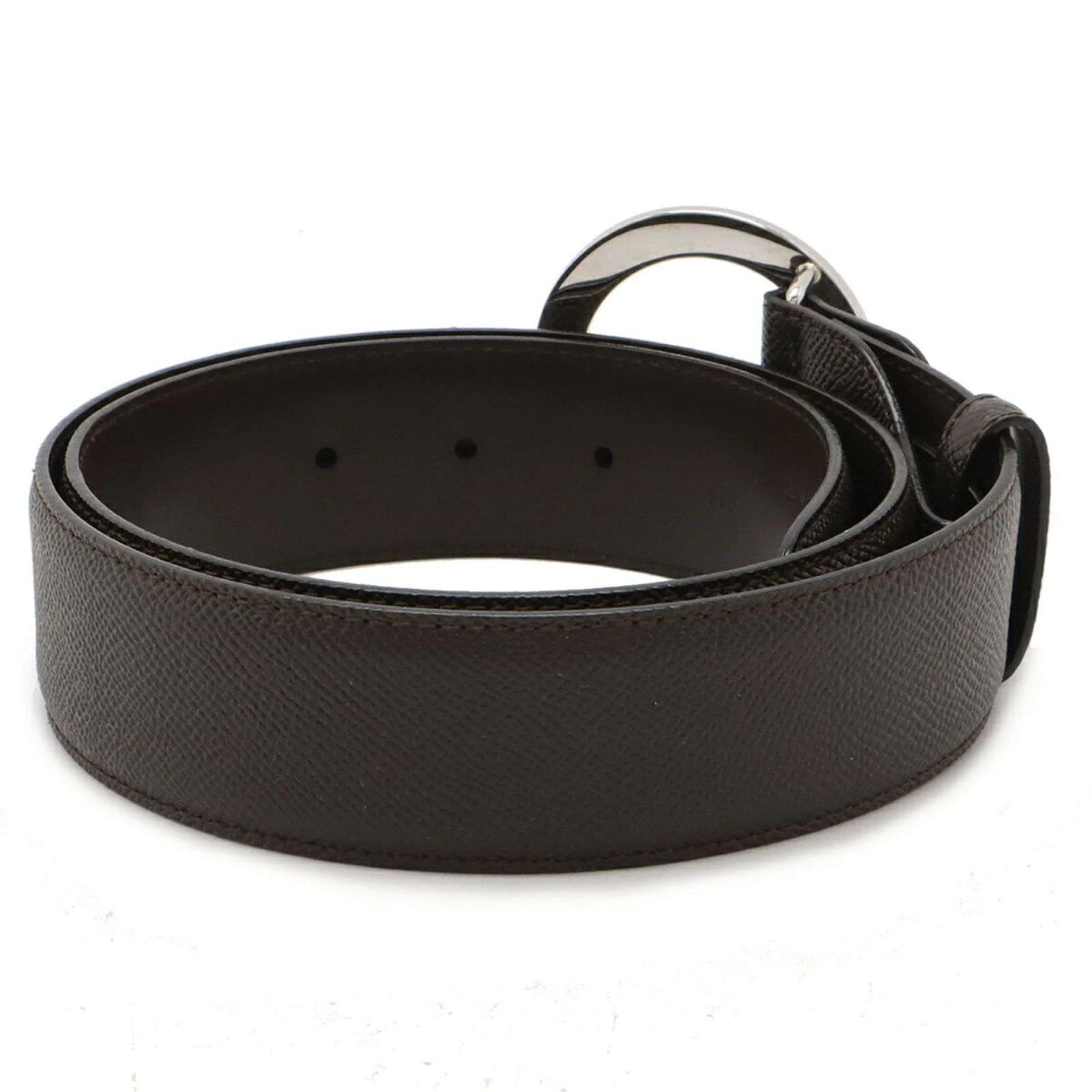 Bulgari grain calf leather belt - Black BVLGARI Round Buckle Belt 44/110 Black Grained Leather Men main image 2