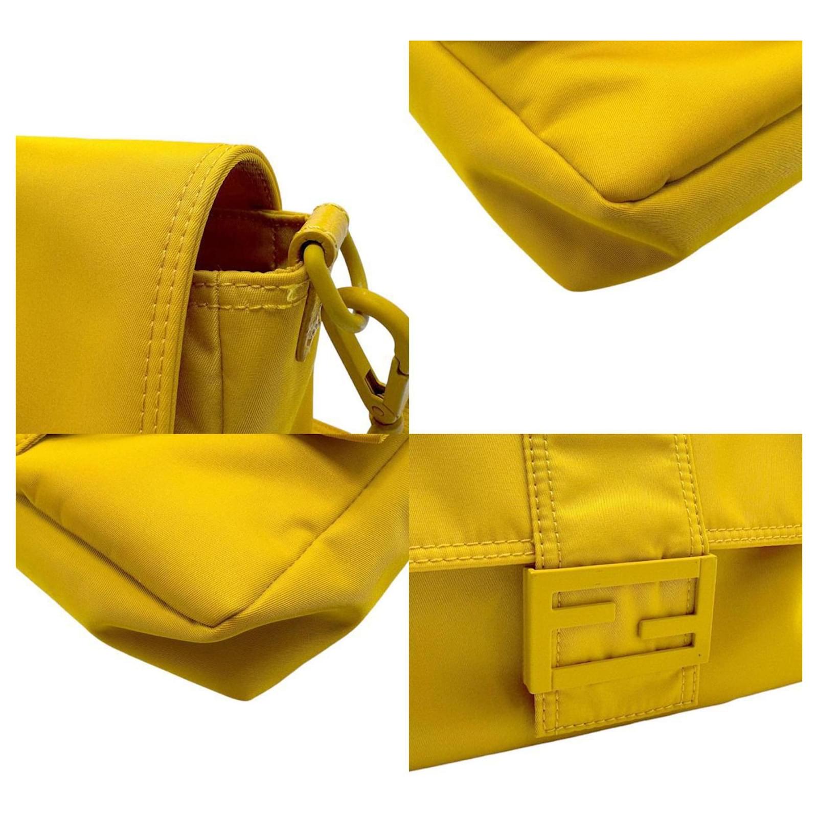 FENDI Yellow Nylon Hand shops Bag