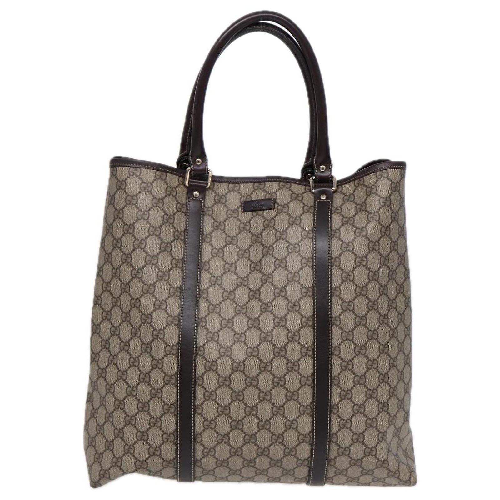 GUCCI GG Supreme Tote Bag PVC Beige Gold 223668 Auth ki4895 Golden 