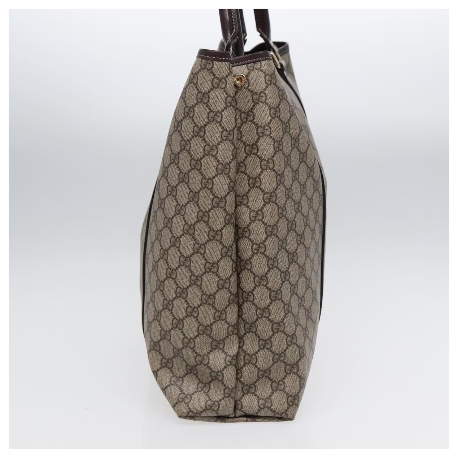 GUCCI GG Supreme Tote Bag PVC Beige Gold 223668 Auth ki4895 Golden