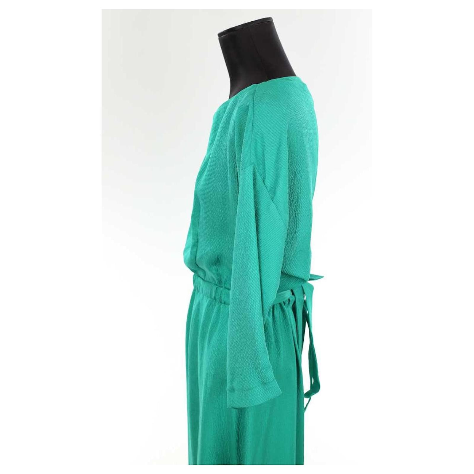 claudie pierlot green dress Claudie Pierlot Green Knitted jumper dress with gold button detail UK 12 main image 0