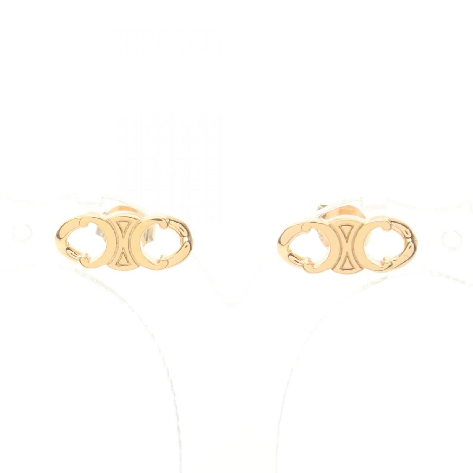 Céline Celine Triomphe Gourmet Stud Earrings Golden ref