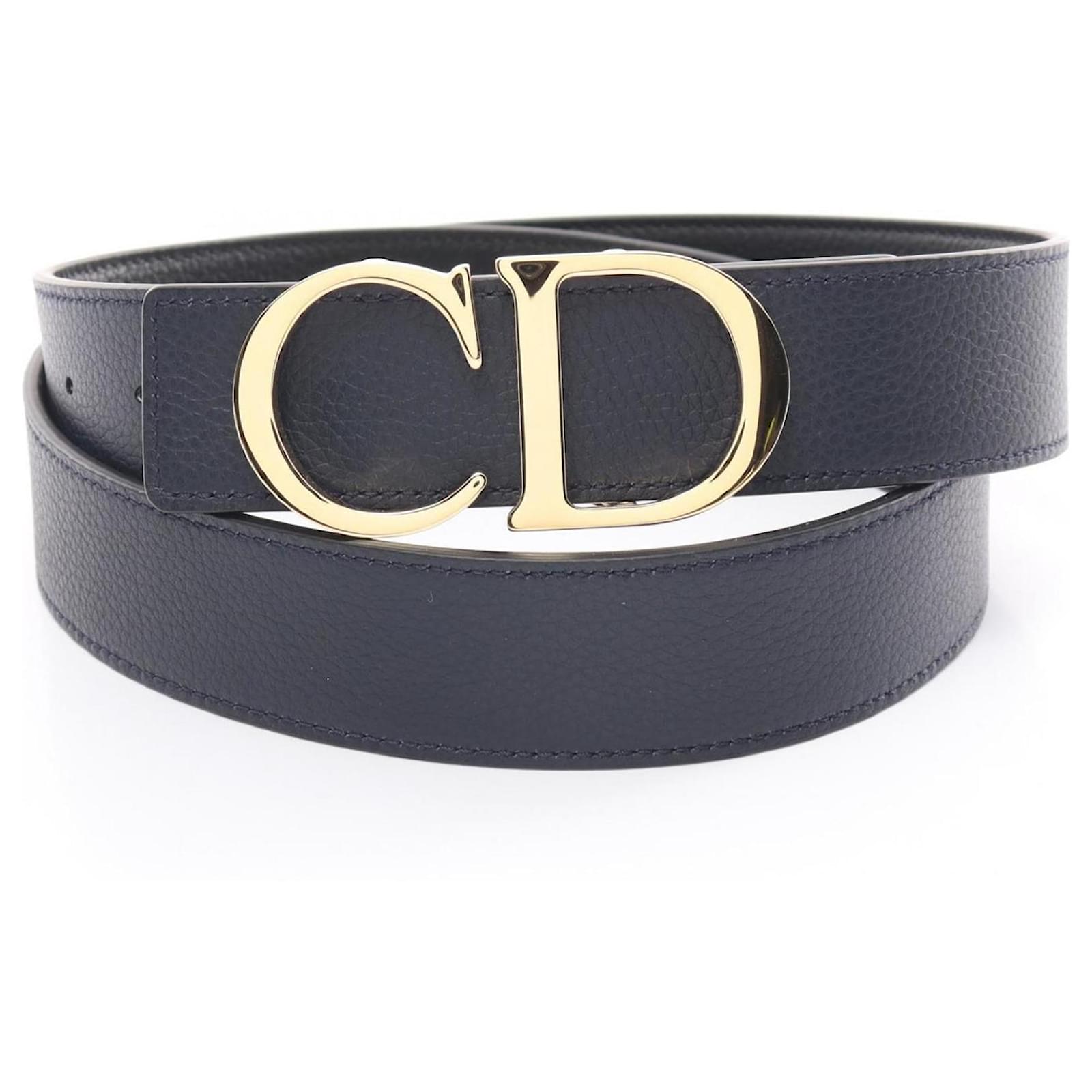Christian Dior Leather Belt Black Navy blue ref.1635980