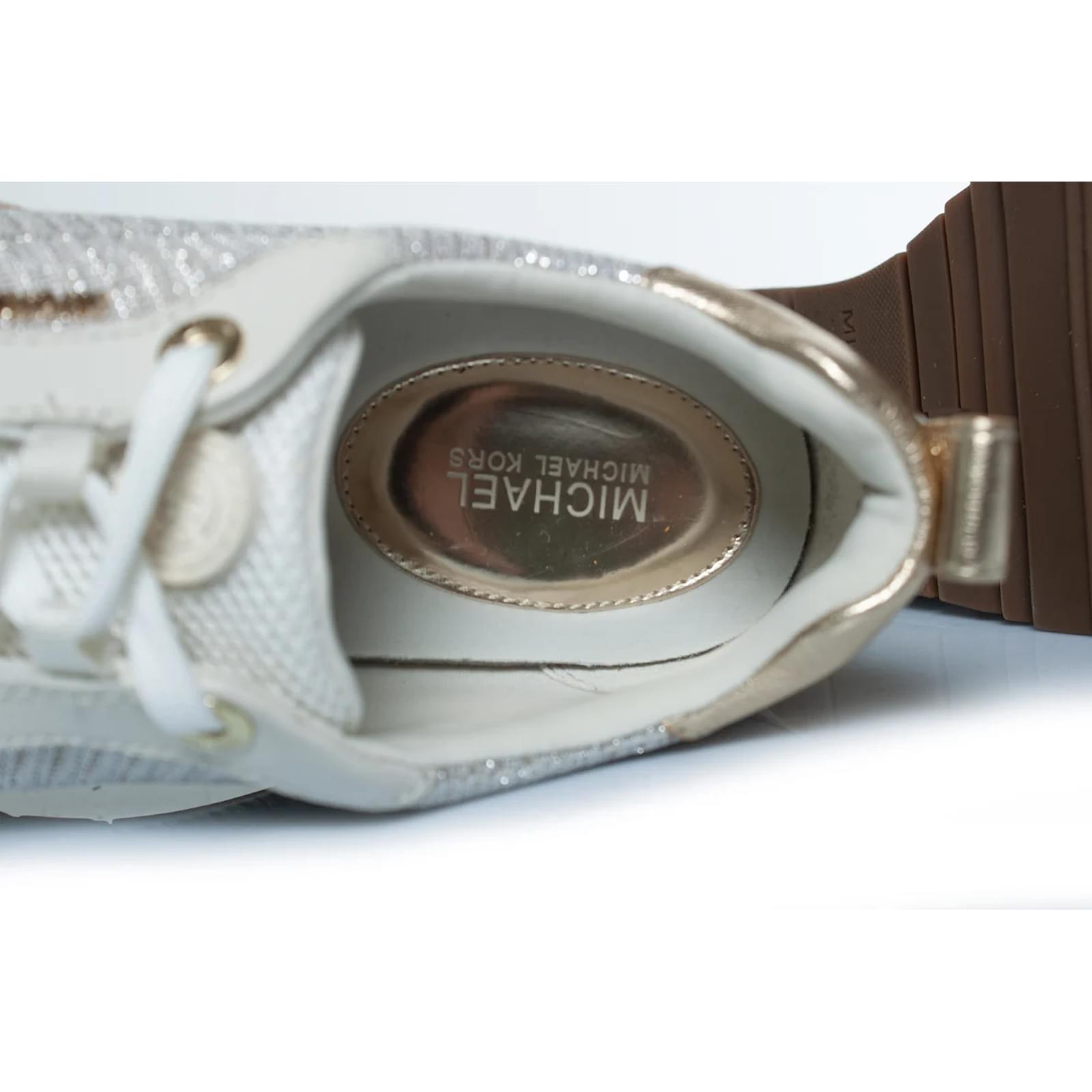 Michael Kors, zapatillas Allie stride Blanco Dorado Cuero ref