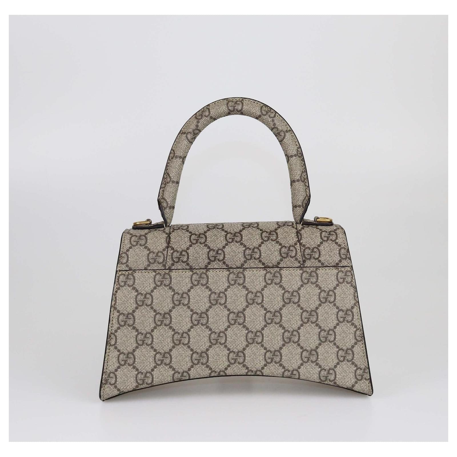 Gucci x Balenciaga Beige GG Supreme Small Hourglass Top Handle Bag
