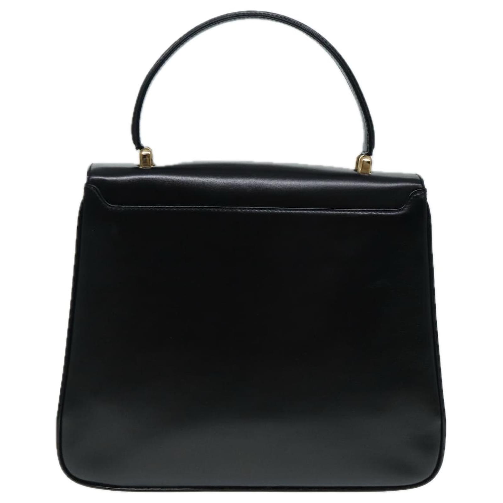 GUCCI Hand Bag Leather Gold Black Auth ep5637 Golden ref.1638375