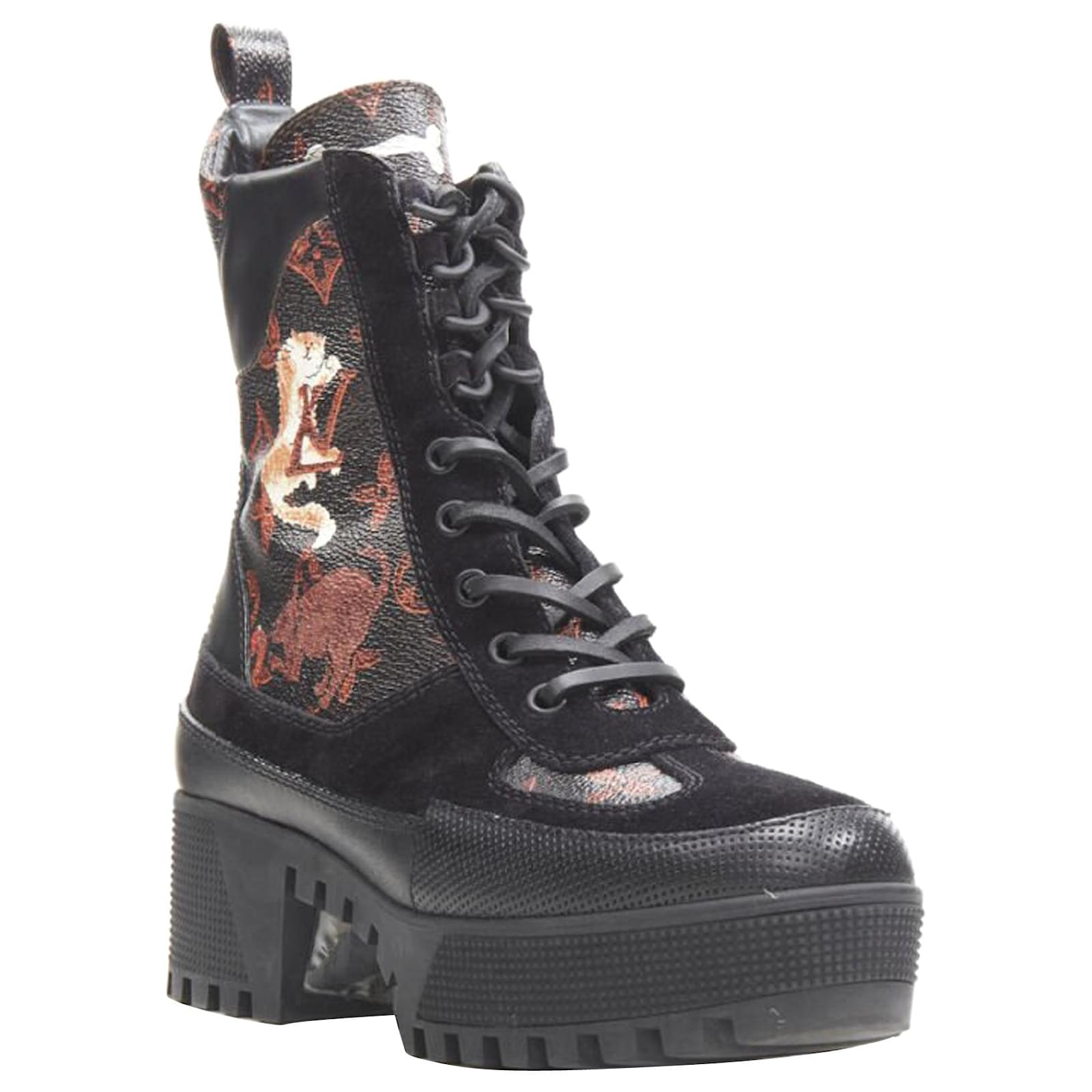 Louis Vuitton Catogram Black Monogram Cat Print Suede Trim Combat