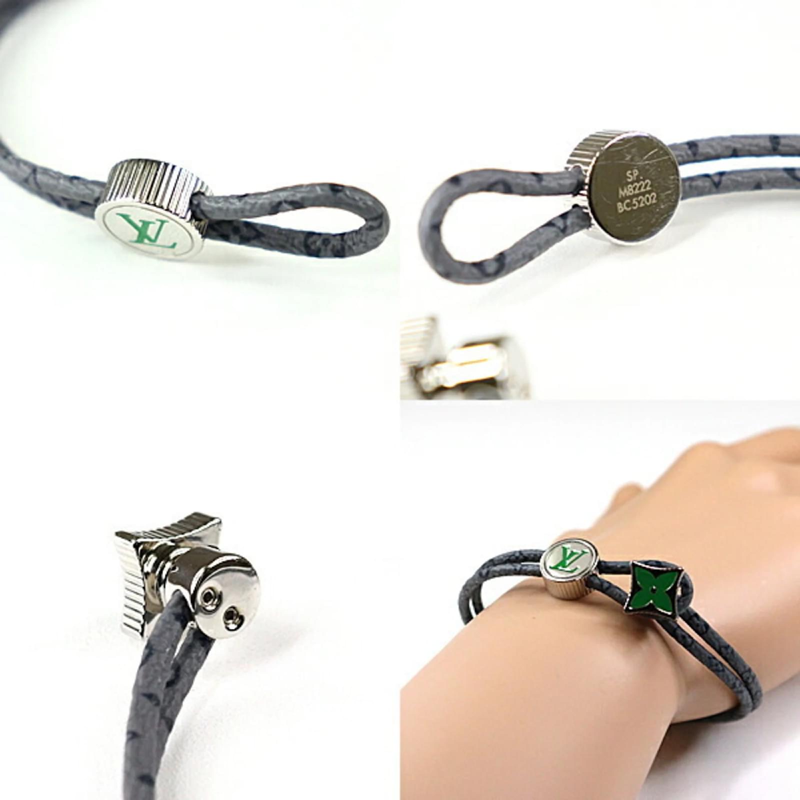 Louis Vuitton Catch It Bracelet Brown Silvery Green Cloth