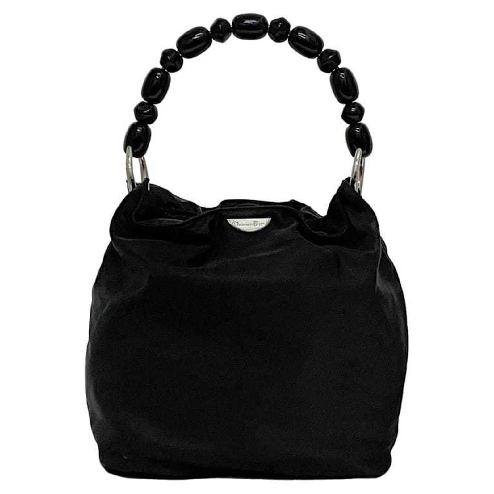 セール商品が満載 Christian Dior Black Maris Pearl Handbag Plastic Nylon ref バッグ