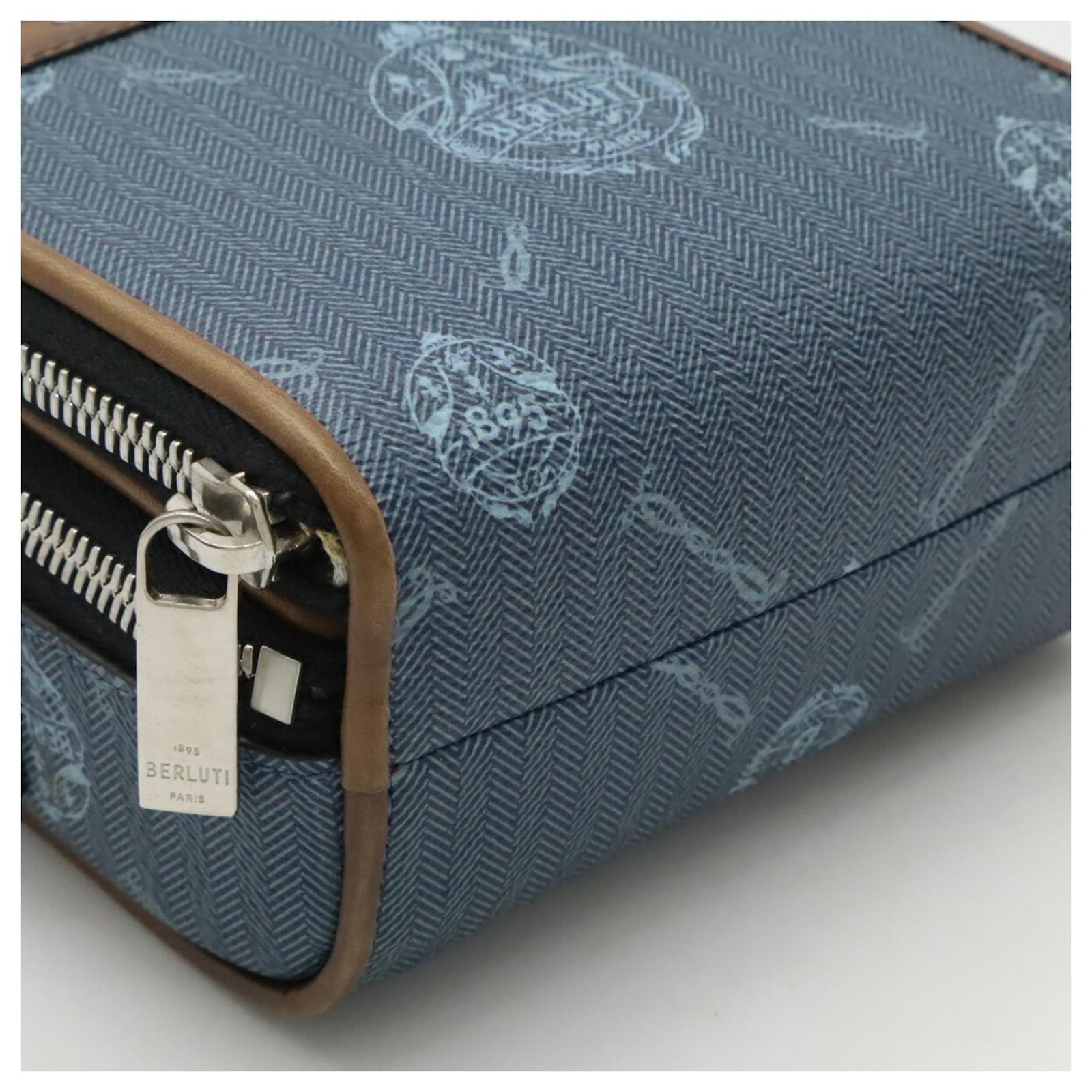 バッグ BERLUTI MILES Monogram Shoulder Bag Berluti Miles PM Shoulder Bag Brown Blue Leather Plastic ref