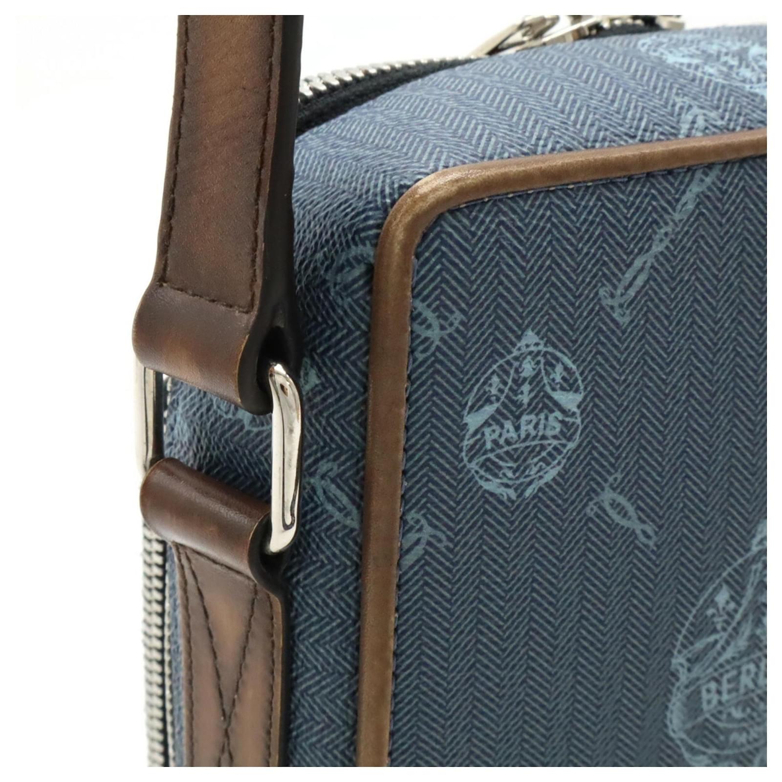 バッグ BERLUTI MILES Monogram Shoulder Bag Berluti Miles PM Shoulder Bag Brown Blue Leather Plastic ref