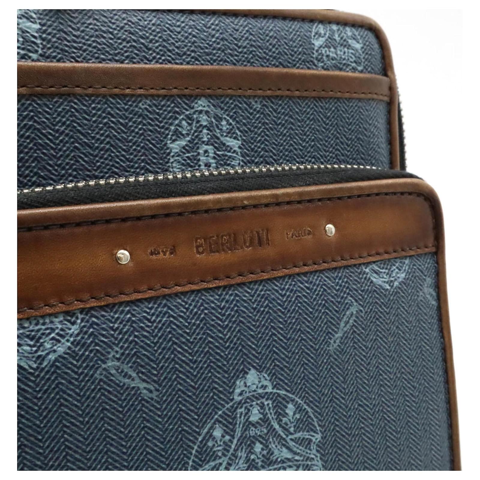 バッグ BERLUTI MILES Monogram Shoulder Bag Berluti Miles PM Shoulder Bag Brown Blue Leather Plastic ref