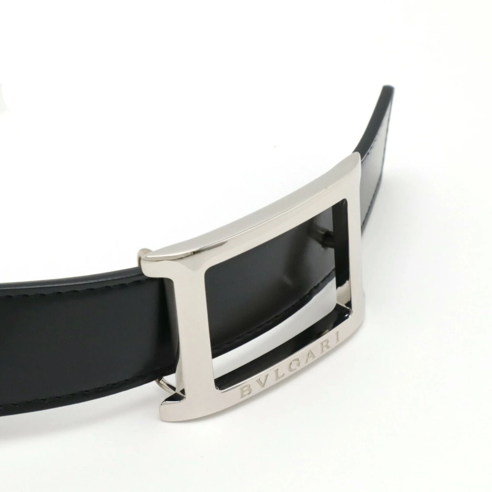 Bulgari Bvlgari Rettangolo Leather Belt for Men Black 