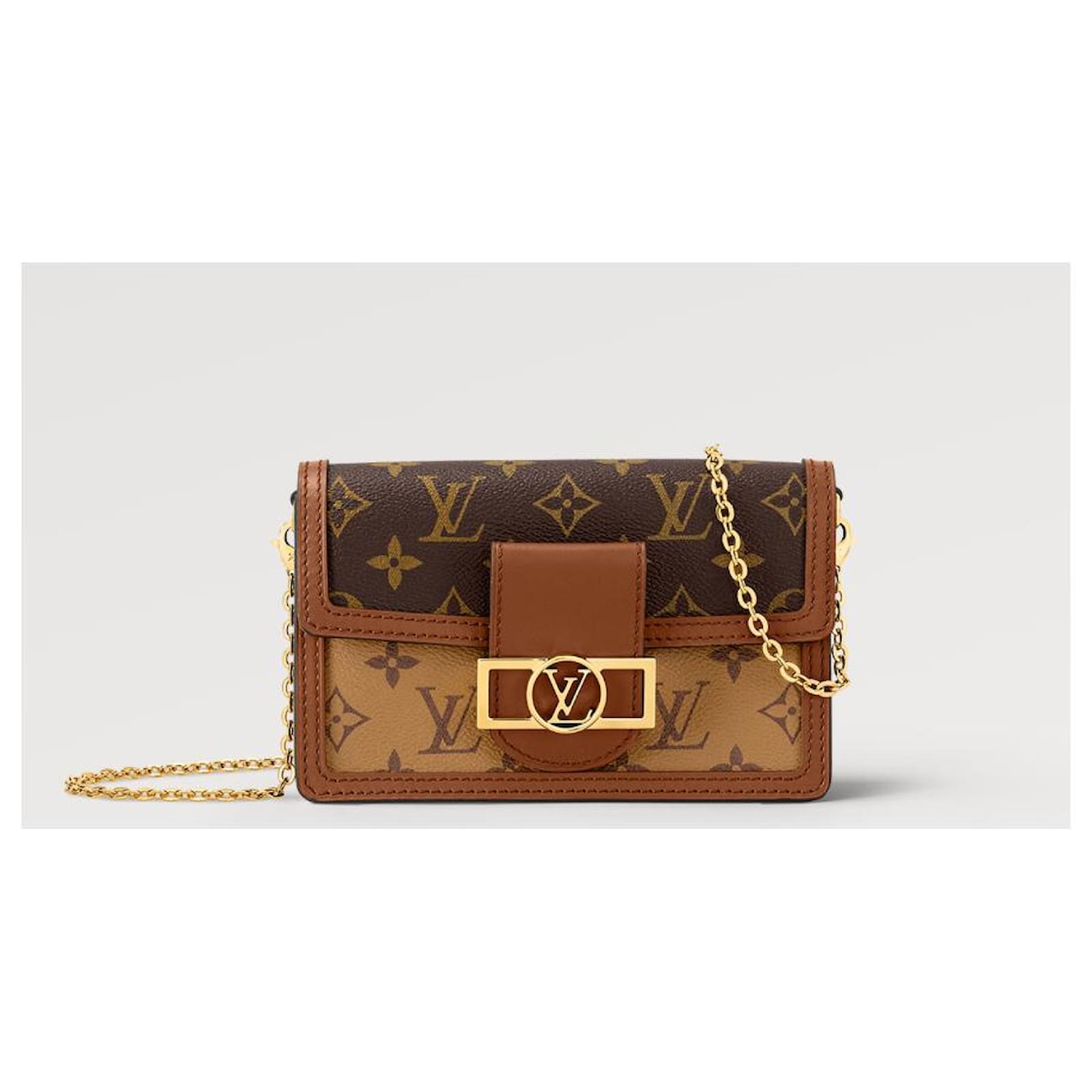 LOUIS VUITTON Dauphine Chain Wallet New M68746 Brown Cloth ref