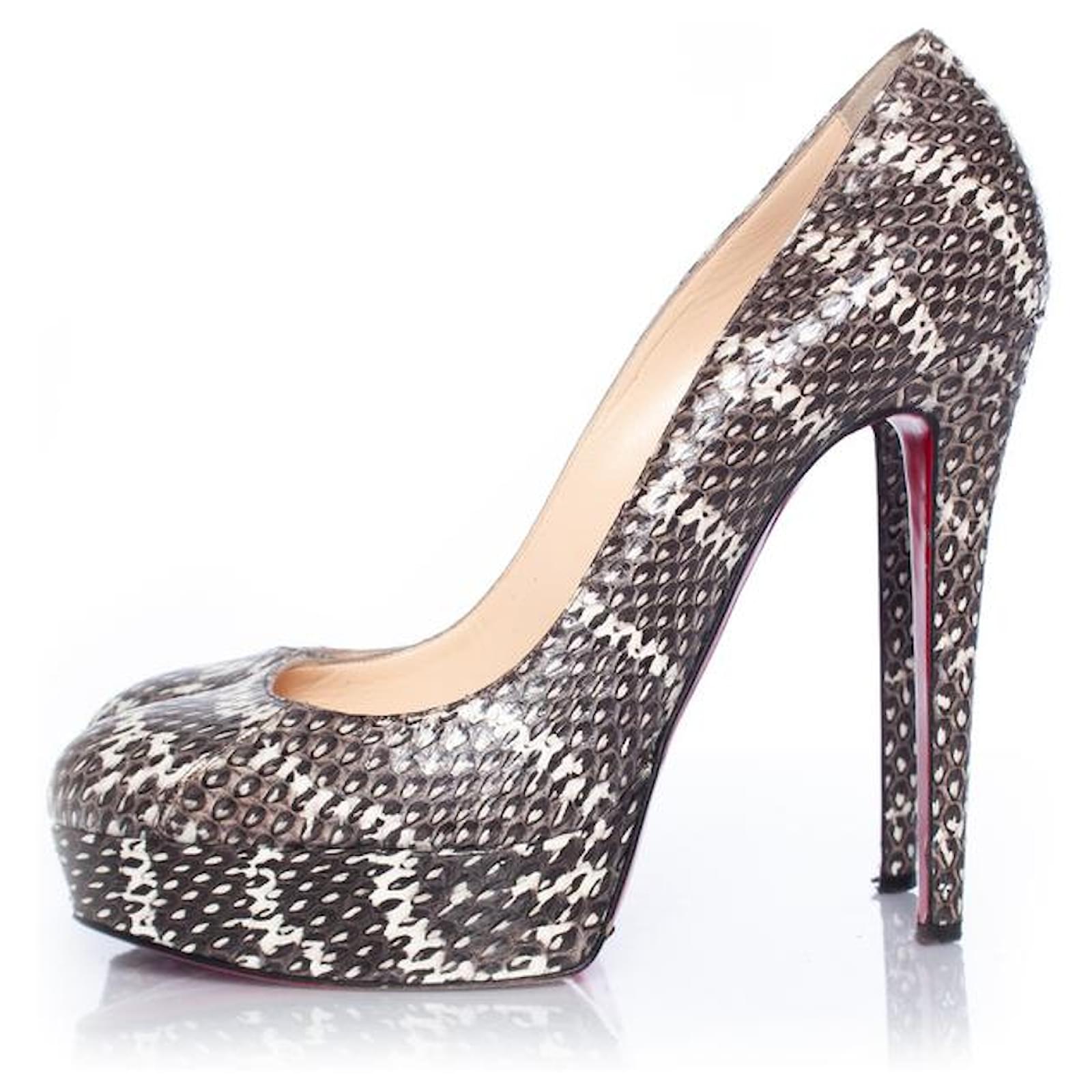 Christian Louboutin Bianca python platform pumps Grey Leather ref ...