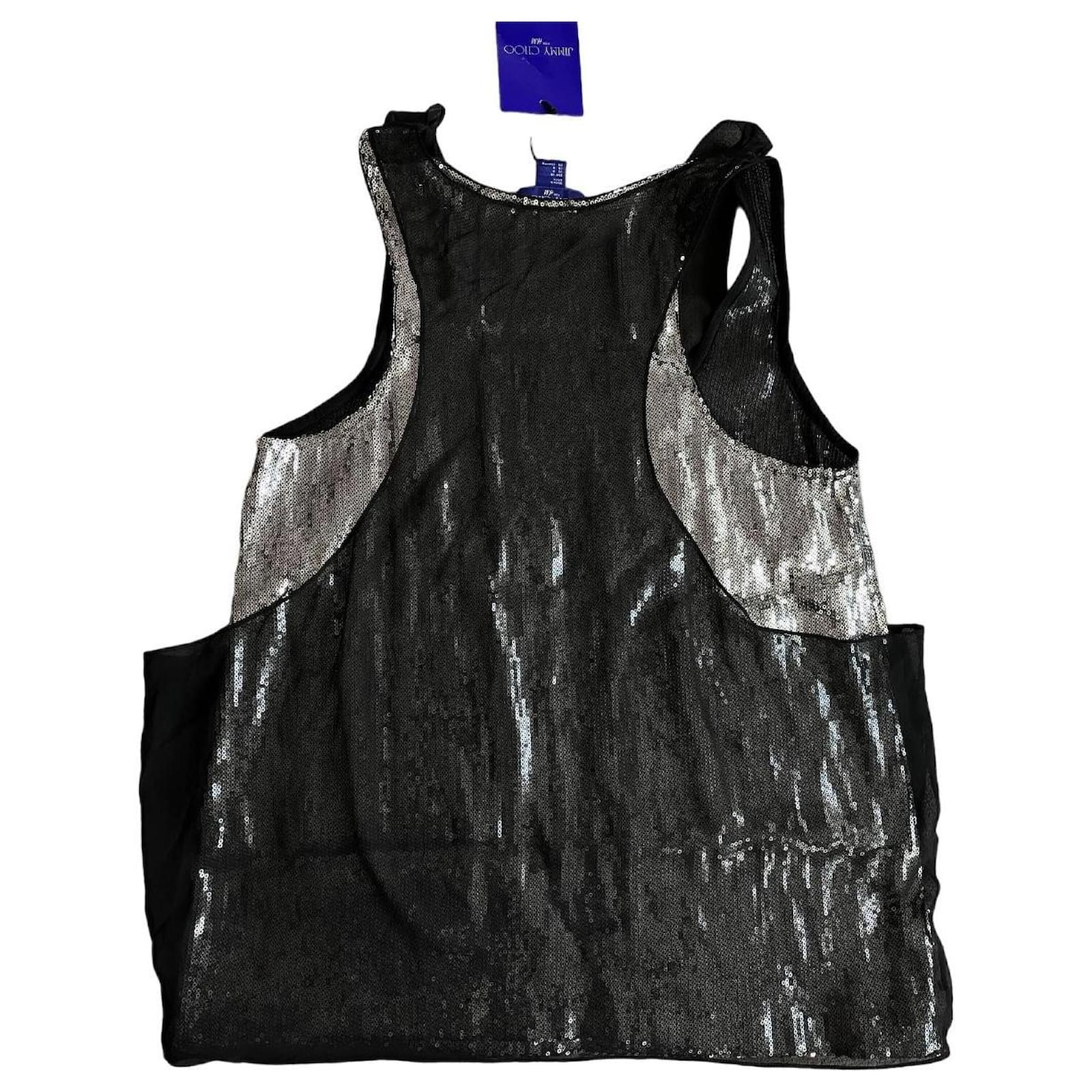 Jimmy Choo x H&M Sequin Top Black Silvery Silk Polyester ref