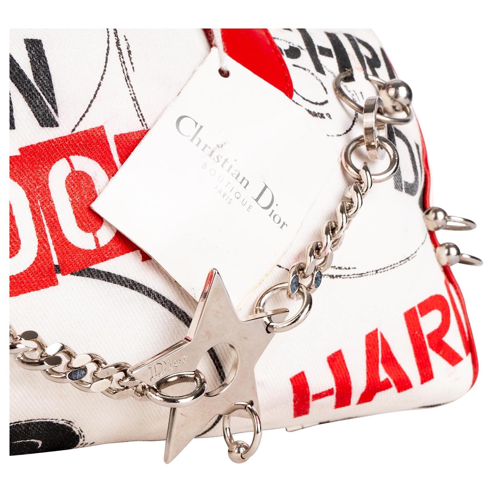 Christian Dior Hardcore Pierced Boston Bag White Leather ref