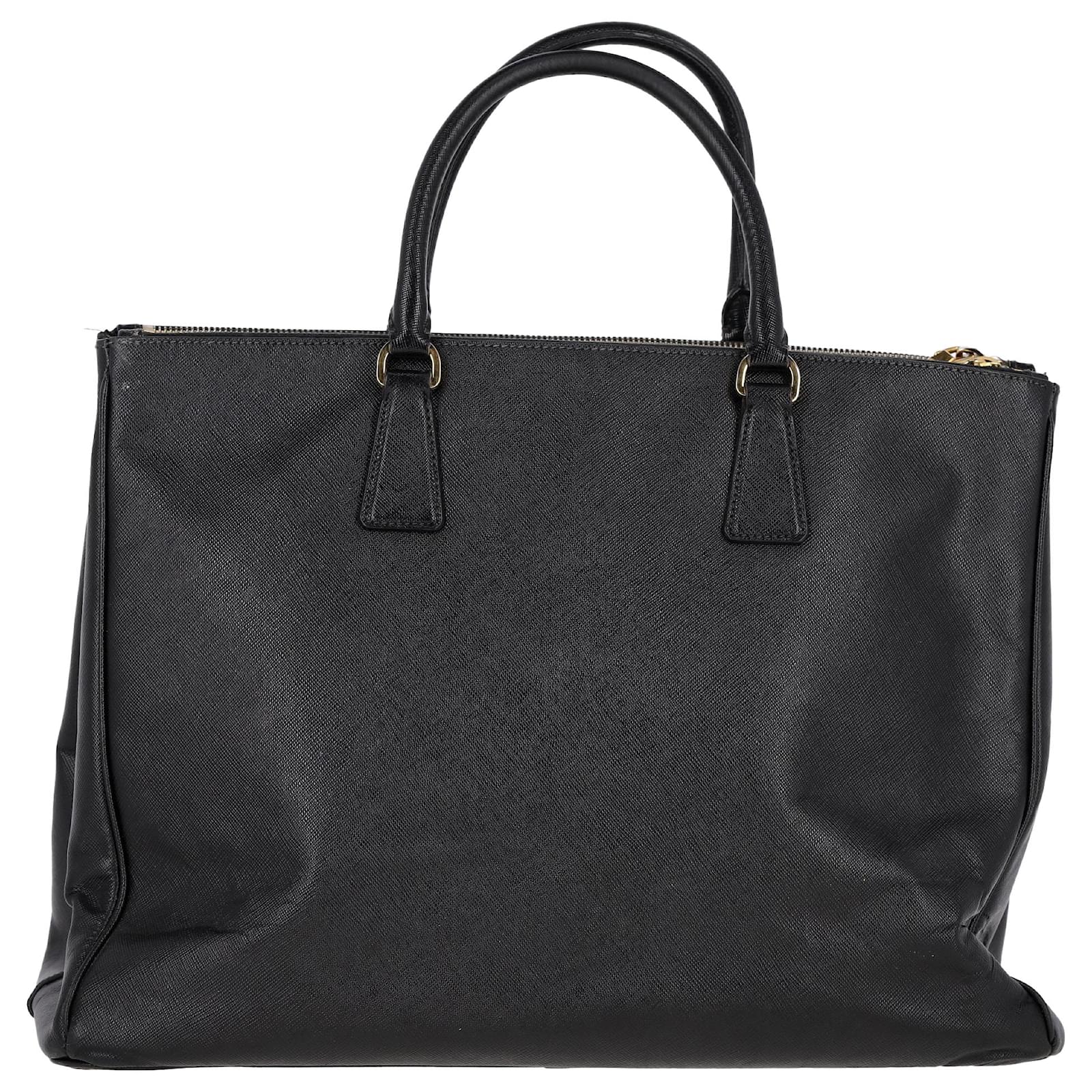 Prada Double Zip Executive Tote Bag in Black Saffiano Lux